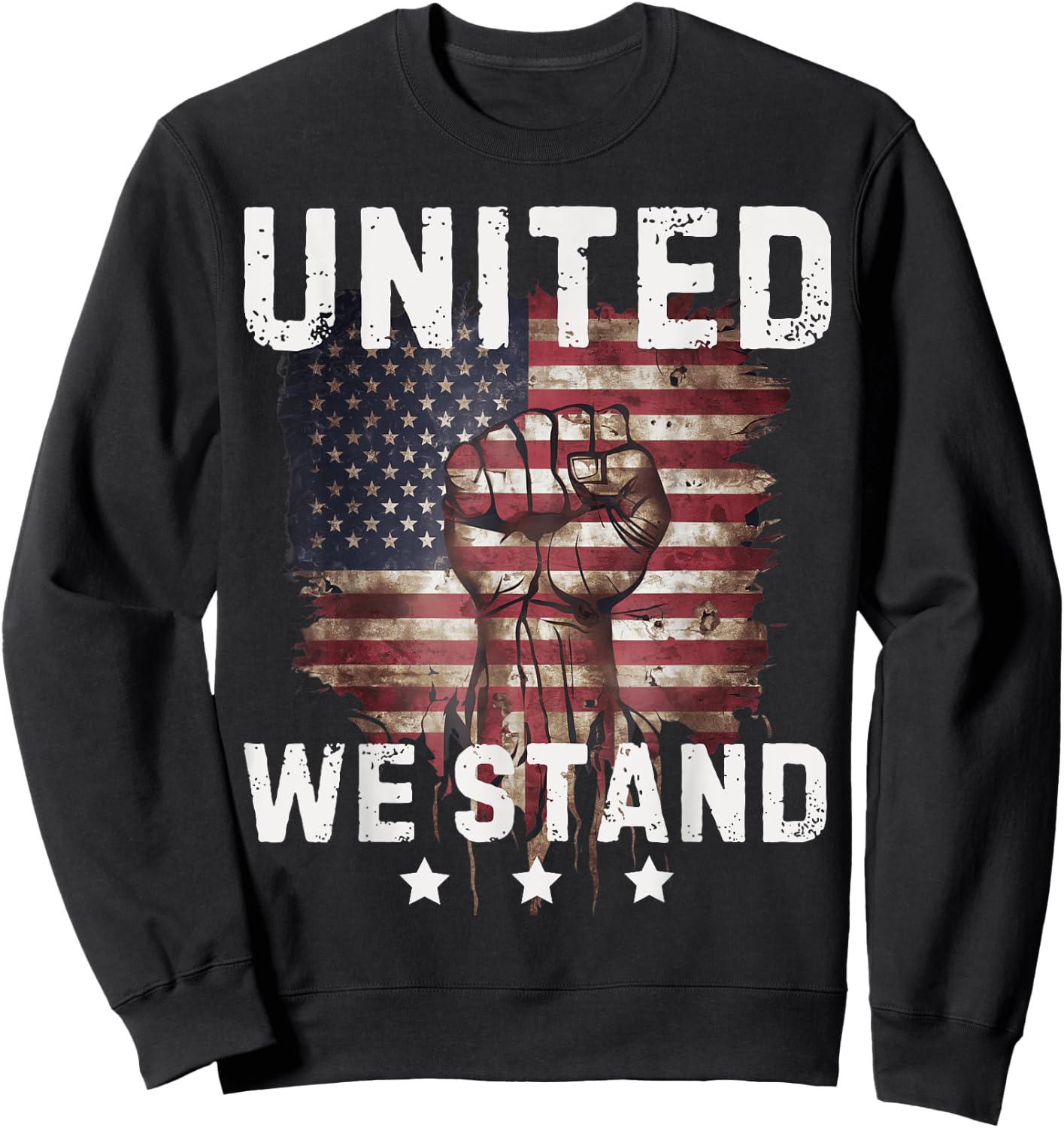 United We Stand Patriotic Gift USA Flag Sweatshirt - Sweatshirt | Black