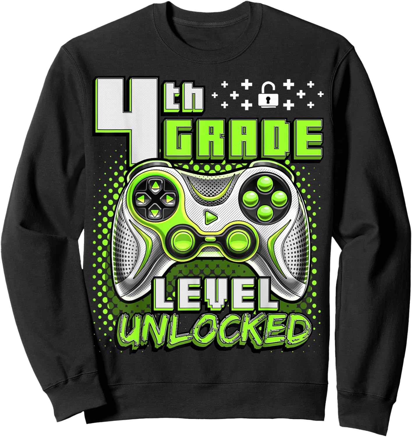 Back to School 4th Grade Boys Gamer First Day School Level Sweatshirt - Sweatshirt | Black