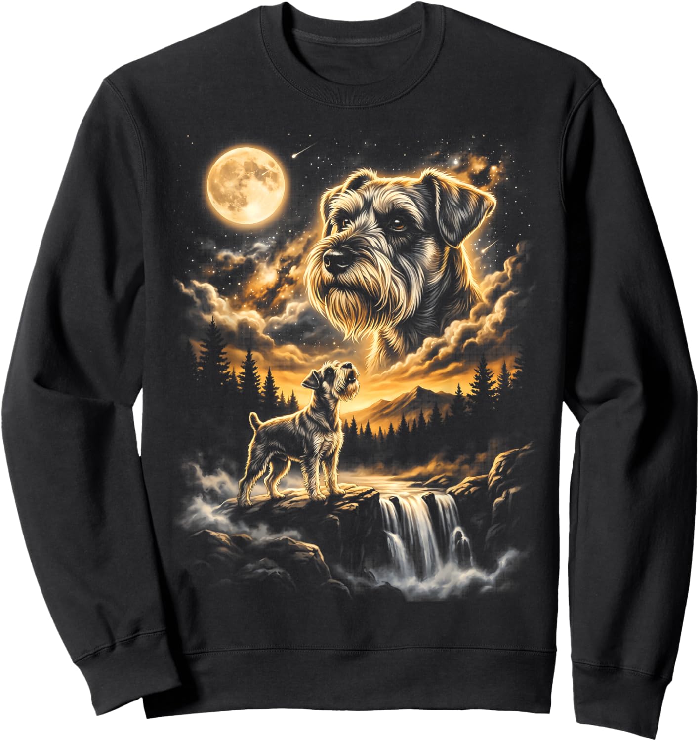 Miniature Schnauzer Howling to The Moon Sweatshirt - Sweatshirt | Black