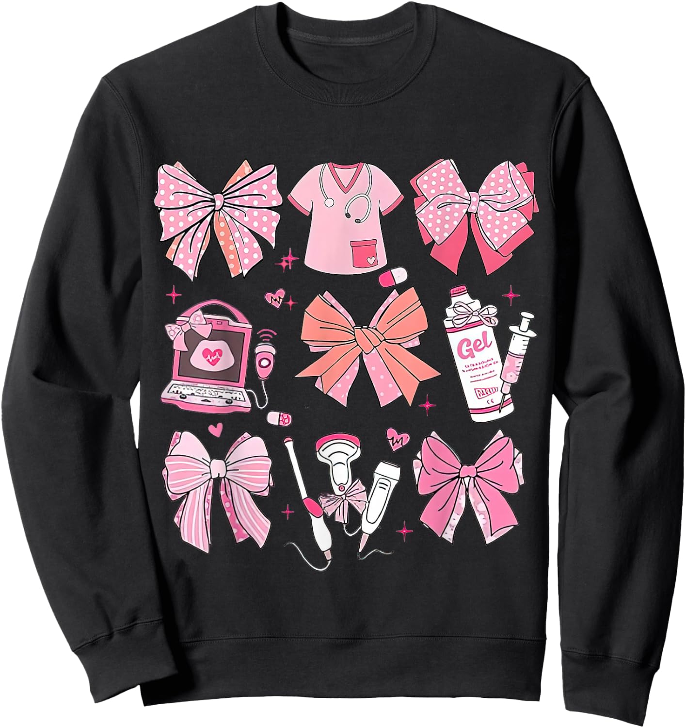 Coquette Pink Bow Ultrasound Tech Coquette Sweatshirt - Sweatshirt | Black