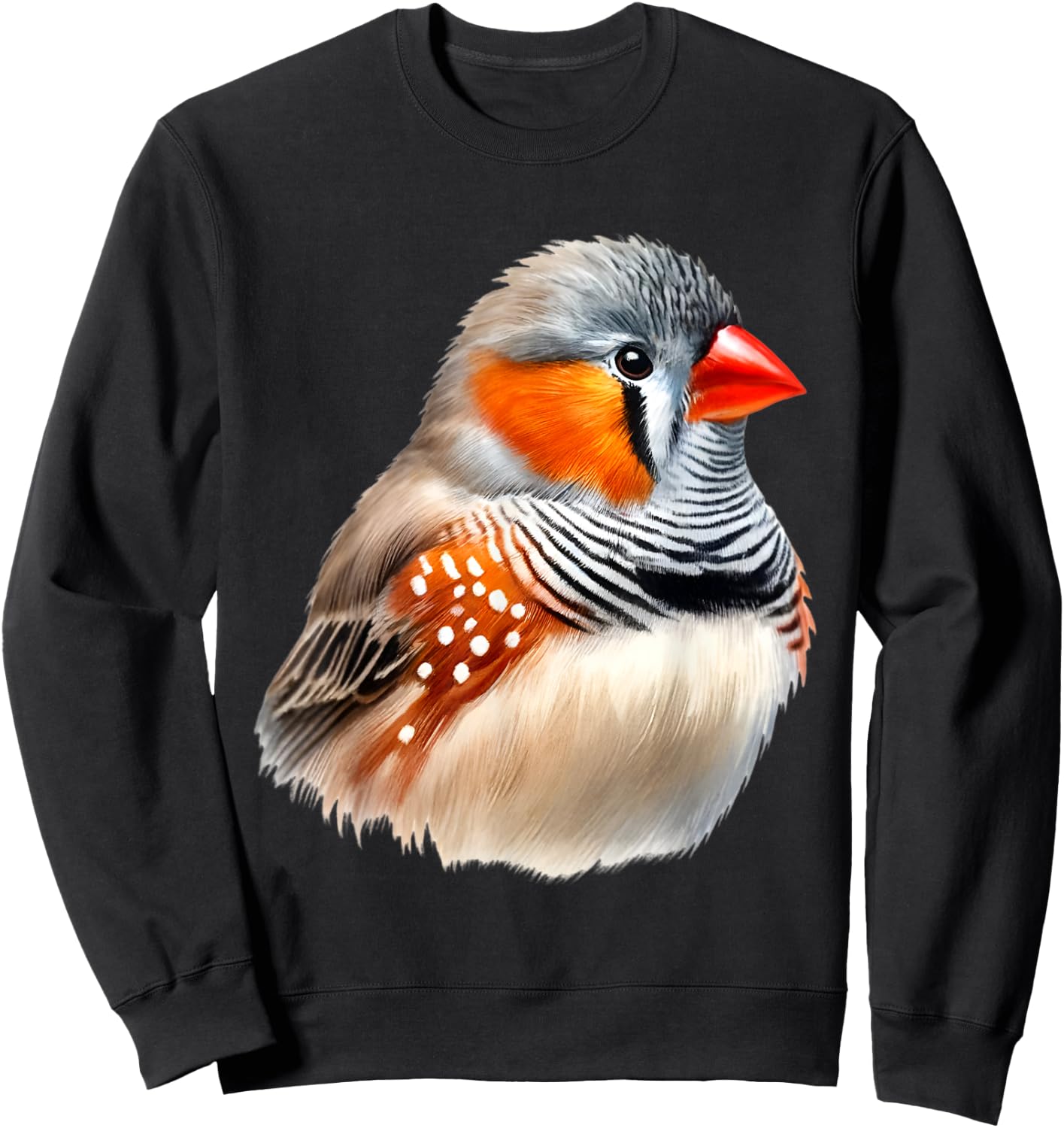 Zebra Finch Bird Vibrant Realistic Artwork Sweatshirt - Sweatshirt | Black