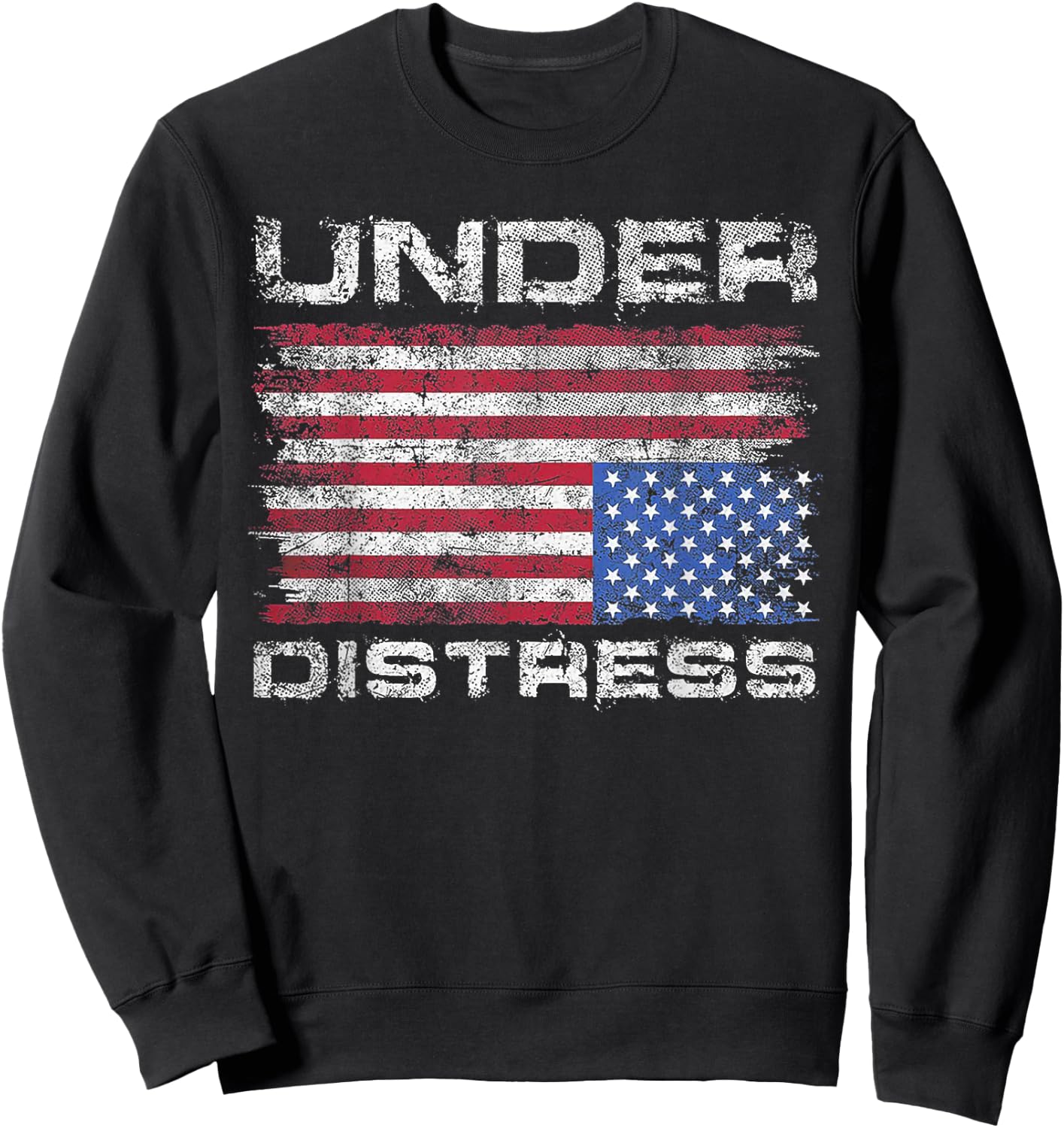 Under Distress America Flag Sweatshirt - Sweatshirt | Black