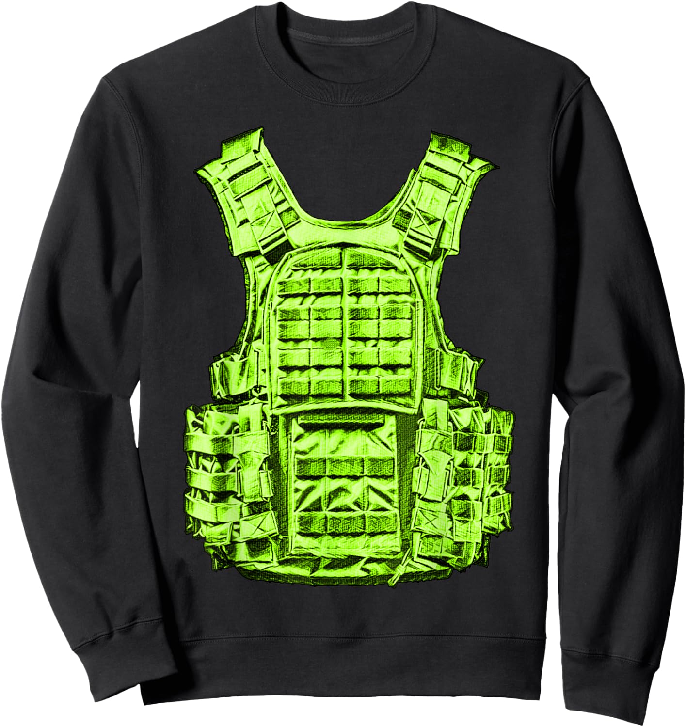 Green Staying Ready Green Color Graphic Sweatshirt - Sweatshirt | Black