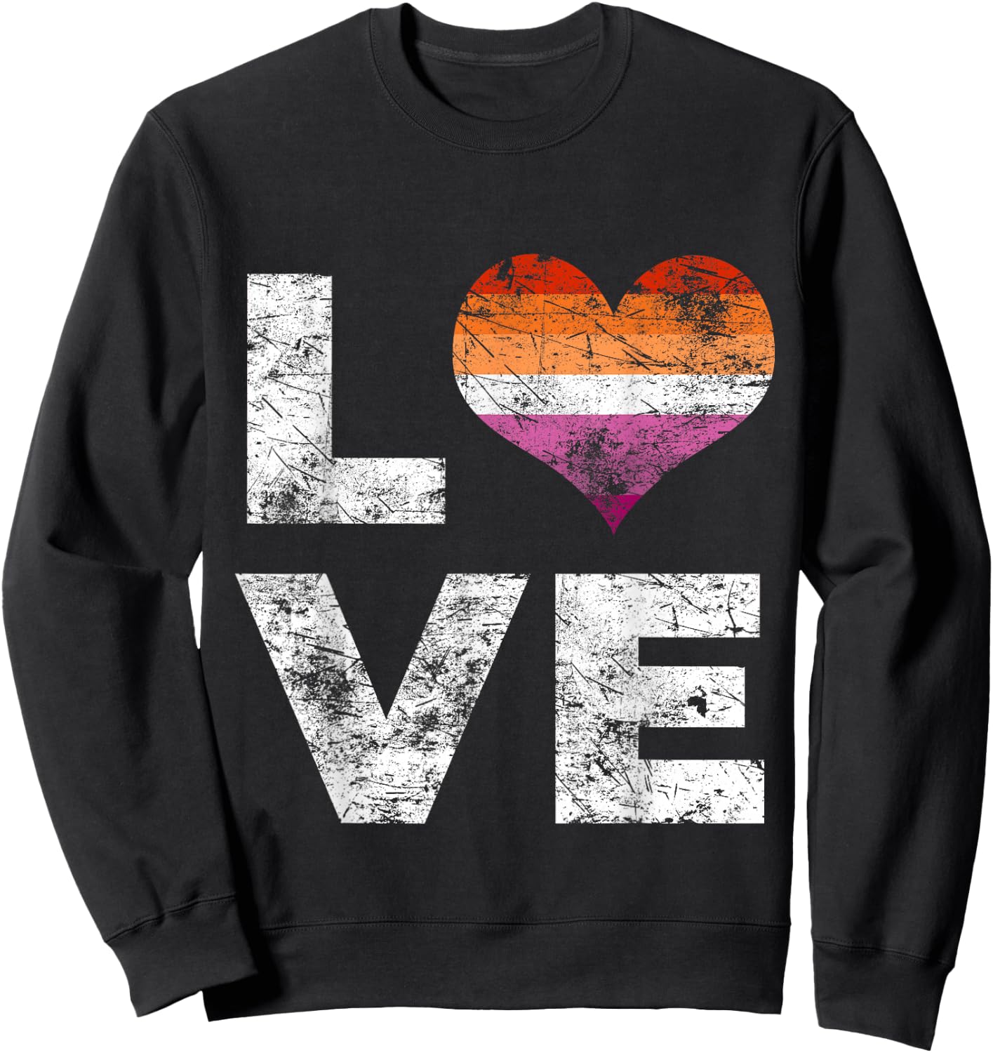 Lesbian Flag Love Vintage Sweatshirt - Sweatshirt | Black