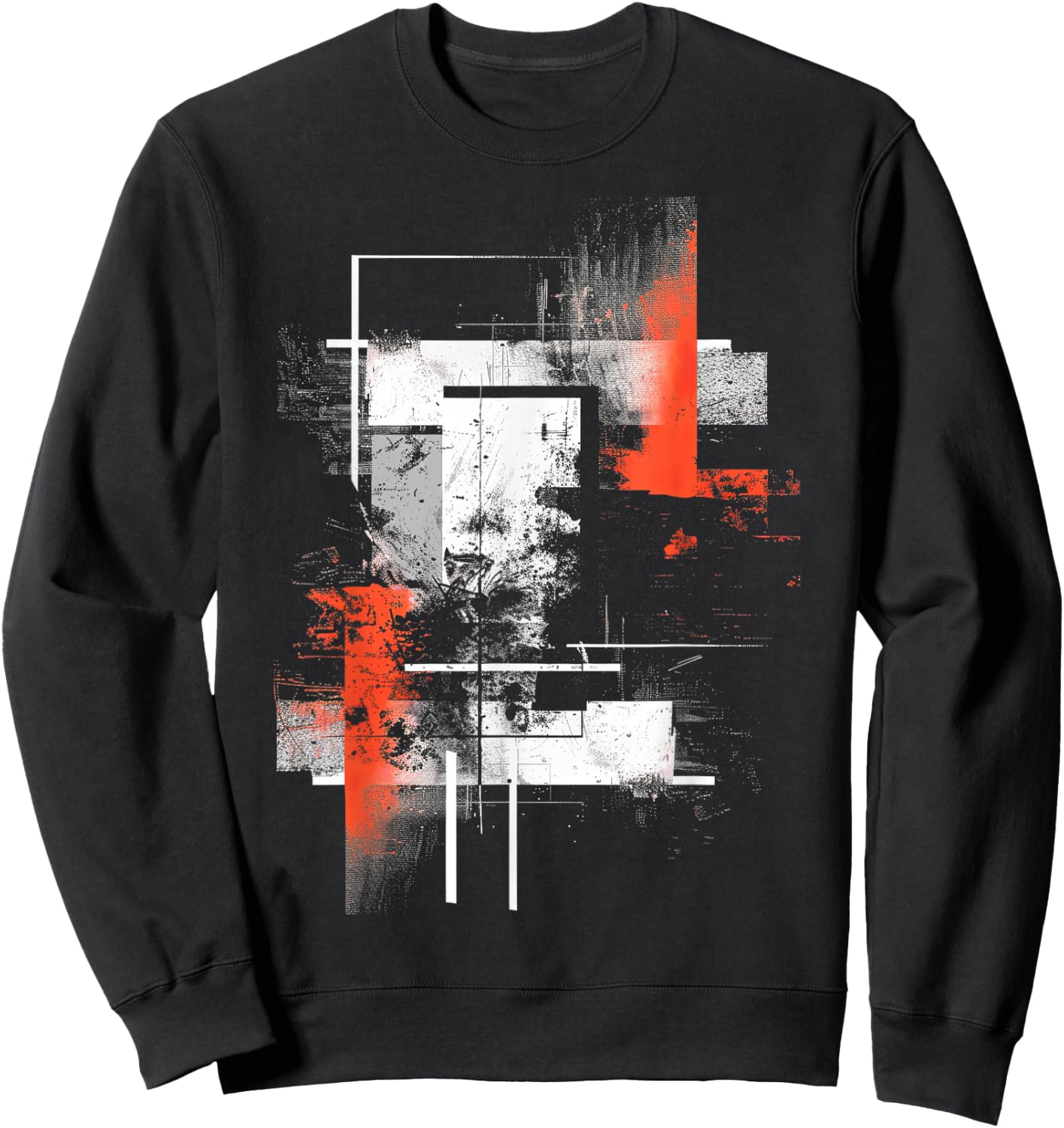 White Orange Abstract | | S - 6XL | Graphic Sweatshirt - Sweatshirt | Black