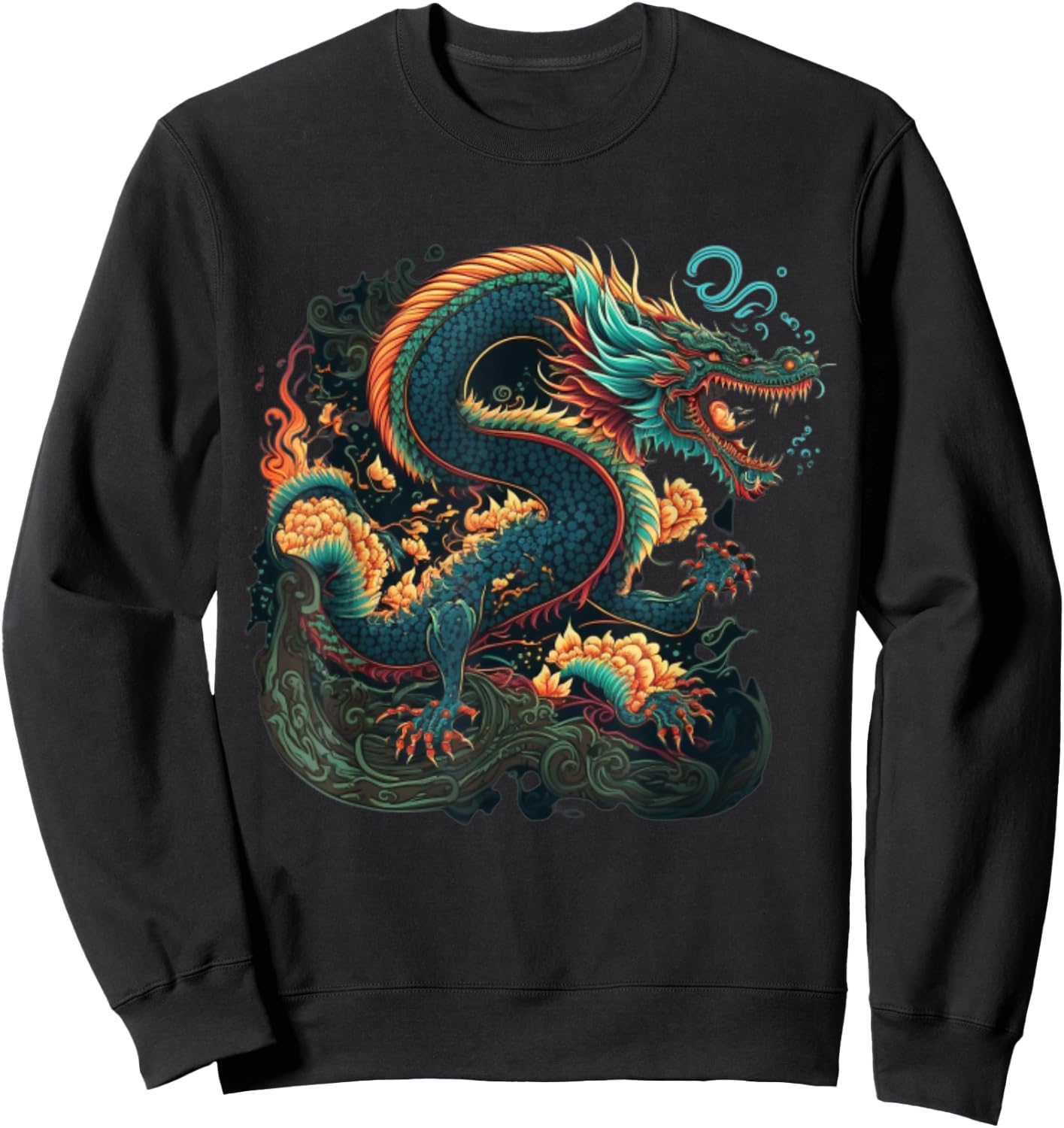 Chinese Asian Culture Dragon Japanese Sweatshirt - Sweatshirt | Black