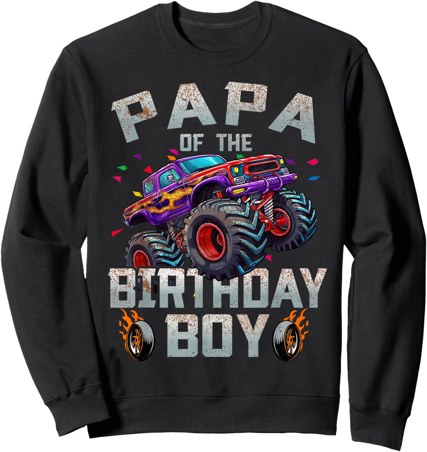 Papa Of The Birthday Boy Monster Truck Family Sweatshirt - Sweatshirt | Black