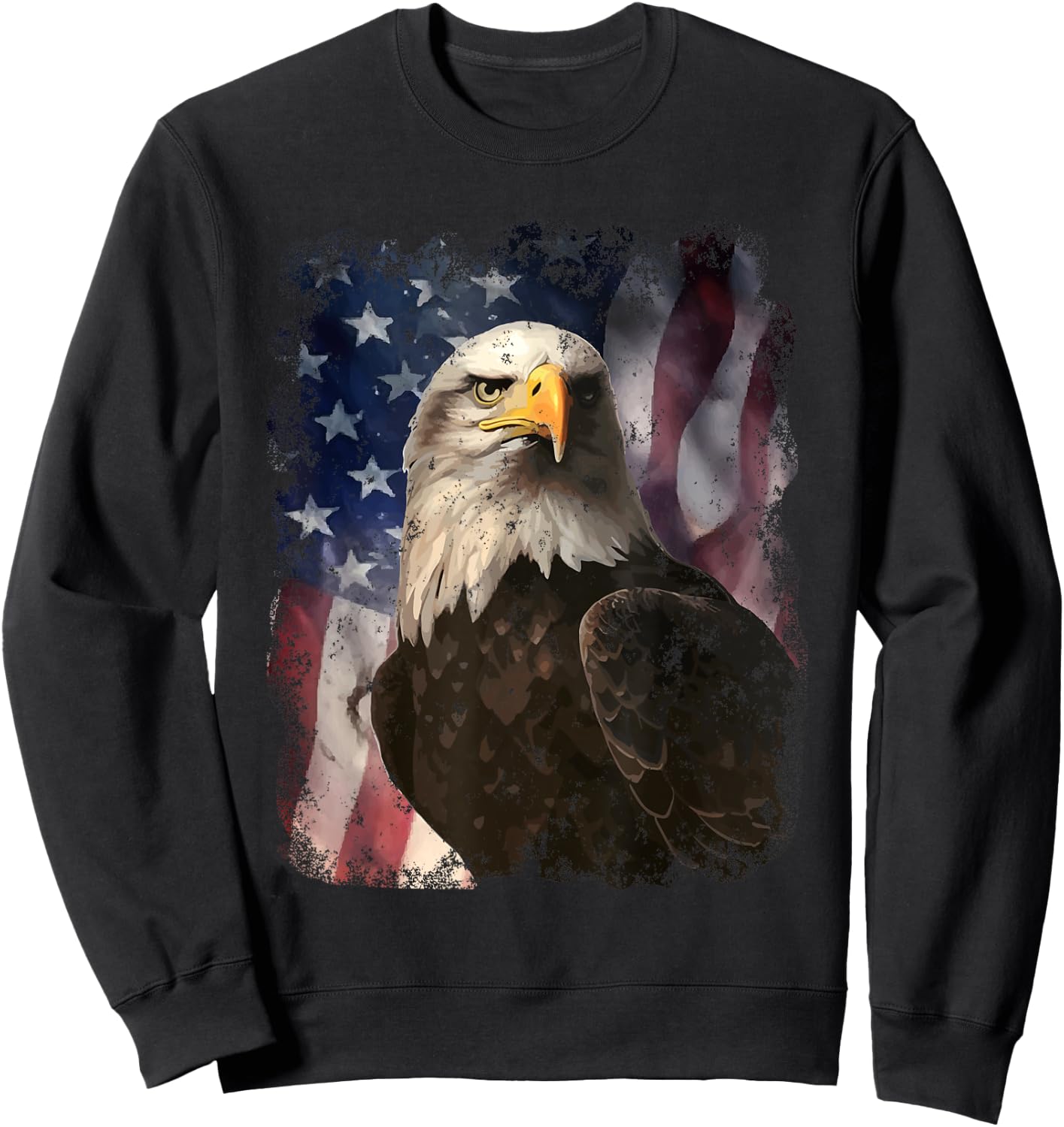 Patriotic Eagle 4th Of July USA American Flag Sweatshirt - Sweatshirt | Black