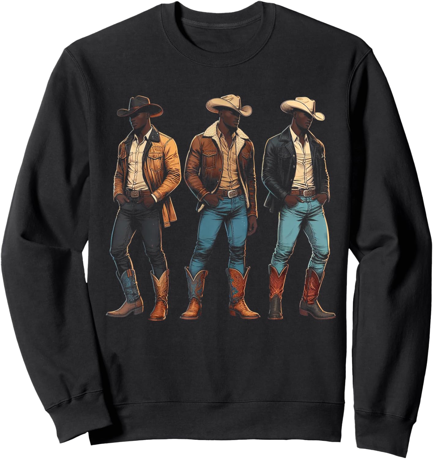 Black Cowboy Western Rodeo Melanin Black History Texas Men Sweatshirt - Sweatshirt | Black