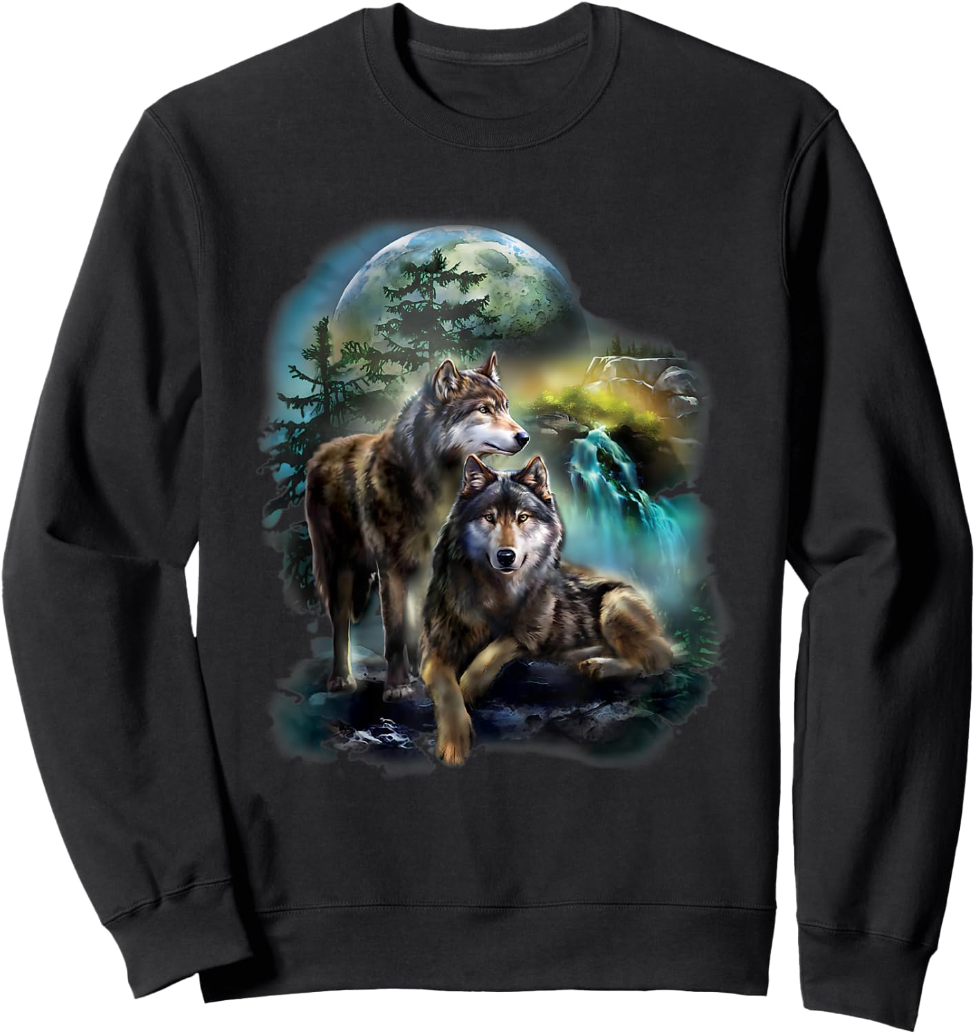 Vintage wolf Shirt wolf women Lovers for boys and girls Sweatshirt - Sweatshirt | Black