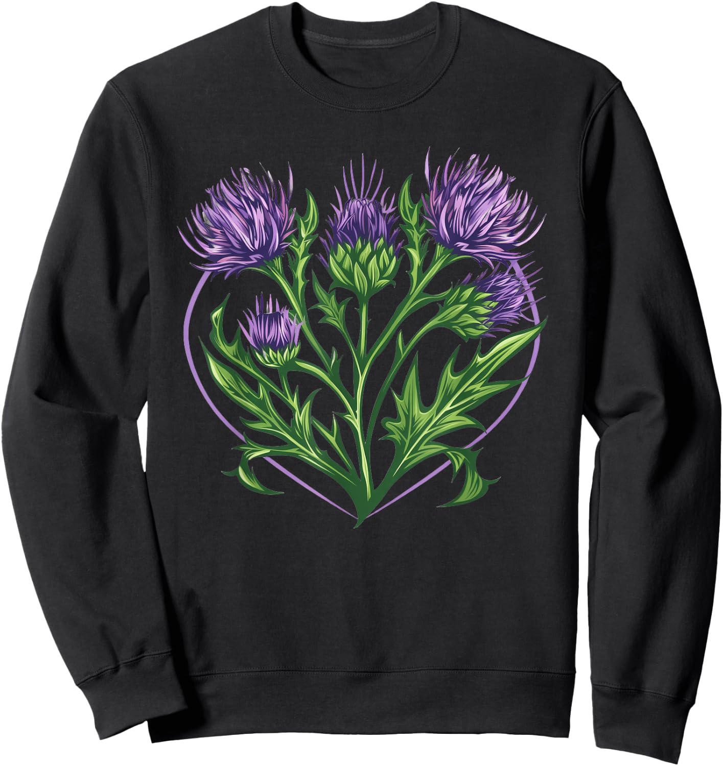 Thistle Flower In A Heart Sweatshirt - Sweatshirt | Black