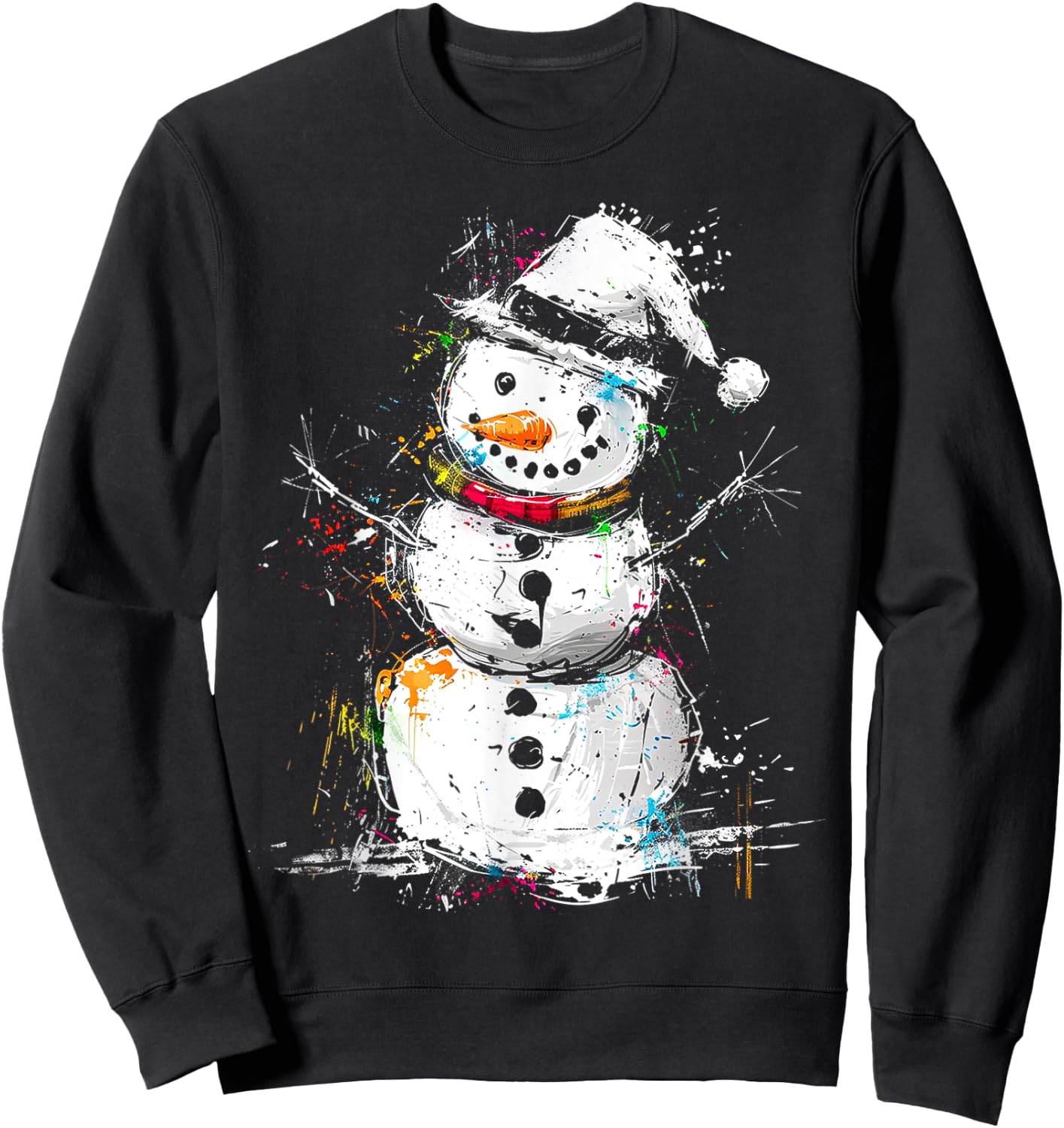 Snowman Christmas Graphic X-Mas Art Family Snowman Sweatshirt - Sweatshirt | Black