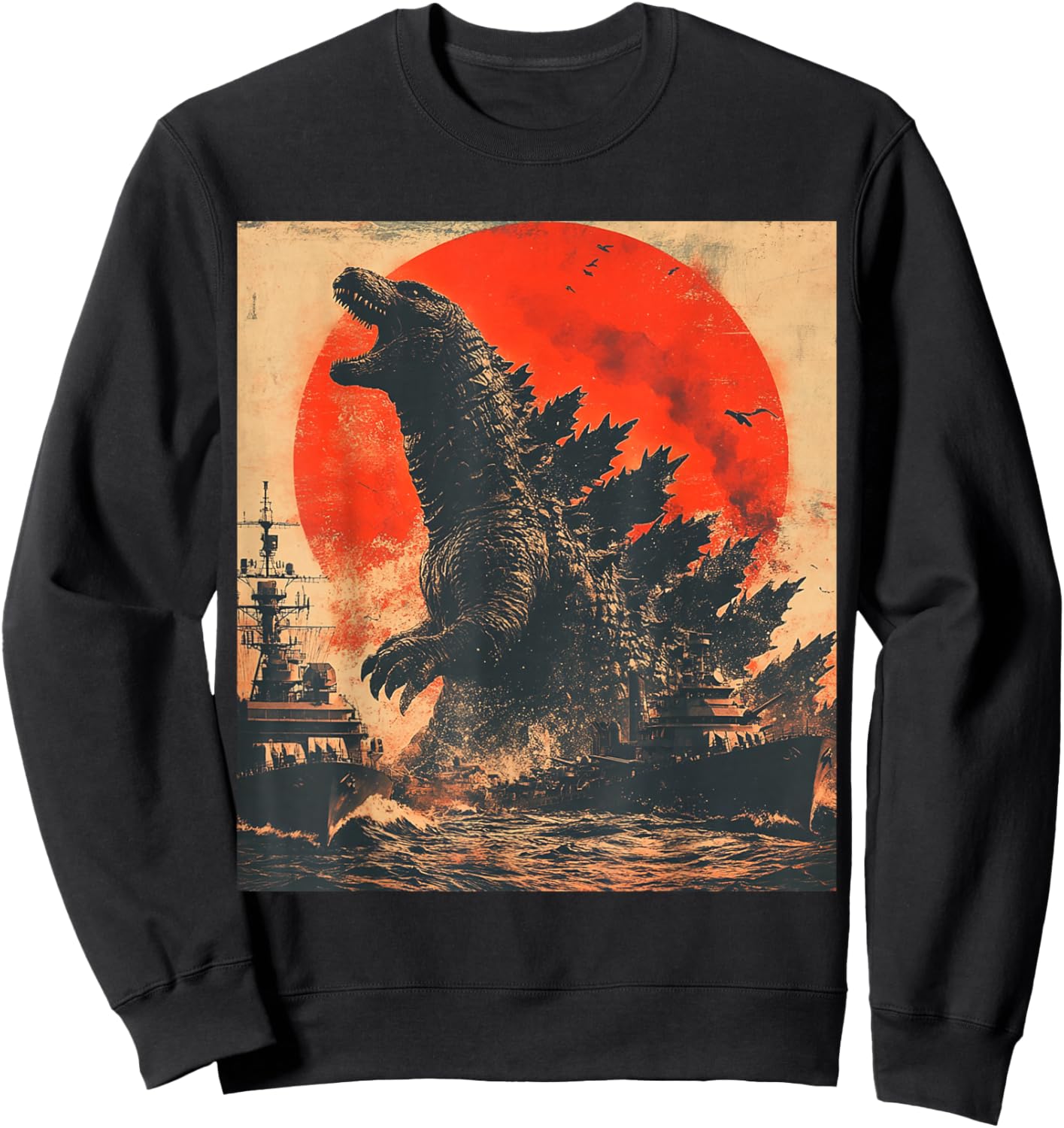 Retro Vintage Japanese Legendary Monster Kaiju Sweatshirt - Sweatshirt | Black