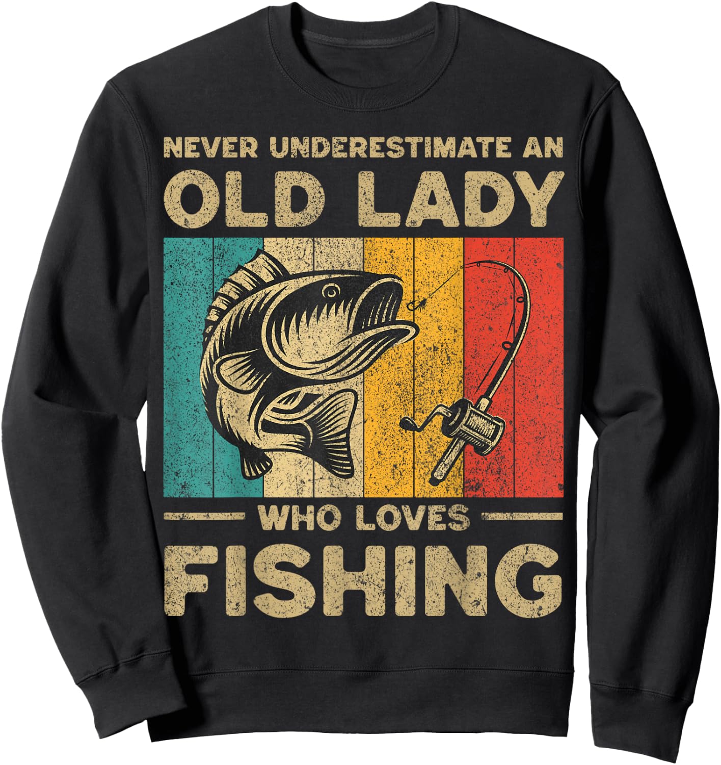 Funny Vintage Fishing Jokes Fisherman Bass Fish Sweatshirt - Sweatshirt | Black