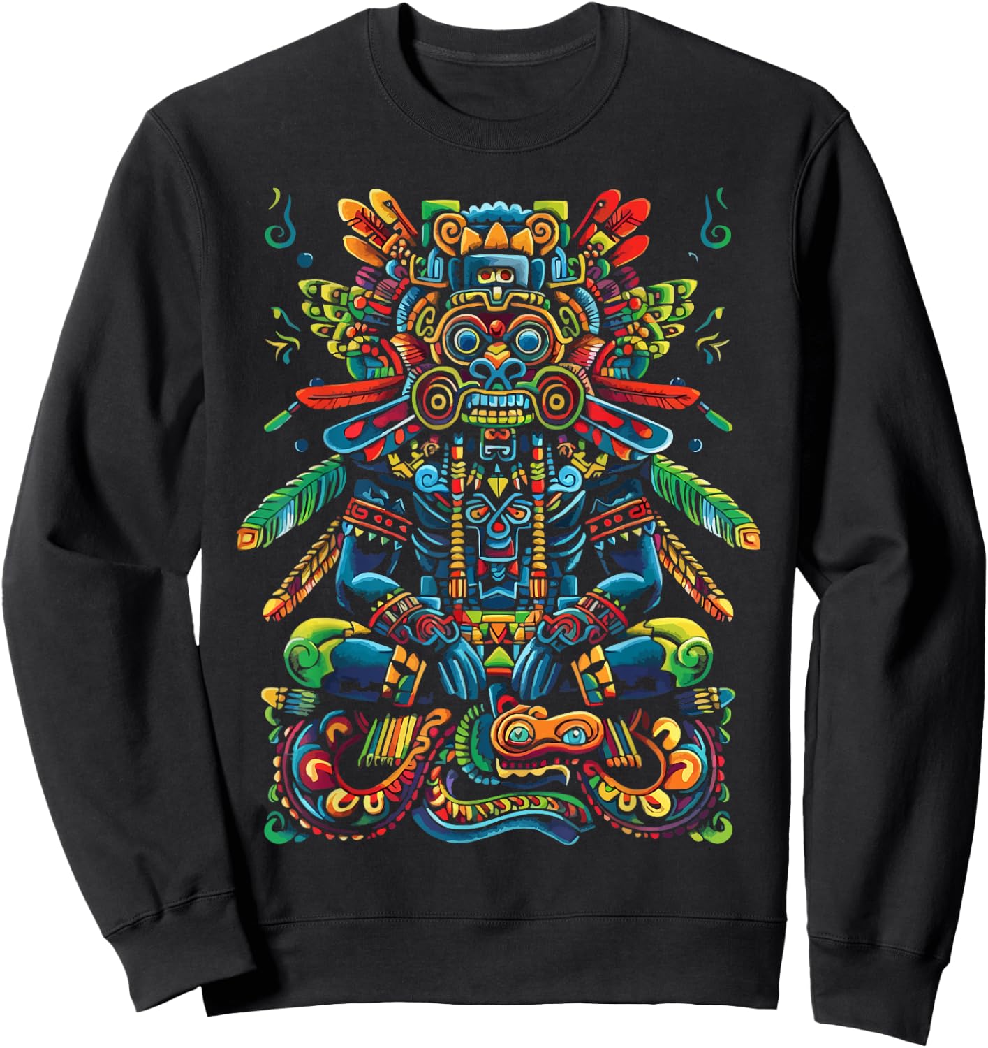 Aztec God Aztec Culture Mayan Indigenous Tlaloc Statue Sweatshirt - Sweatshirt | Black