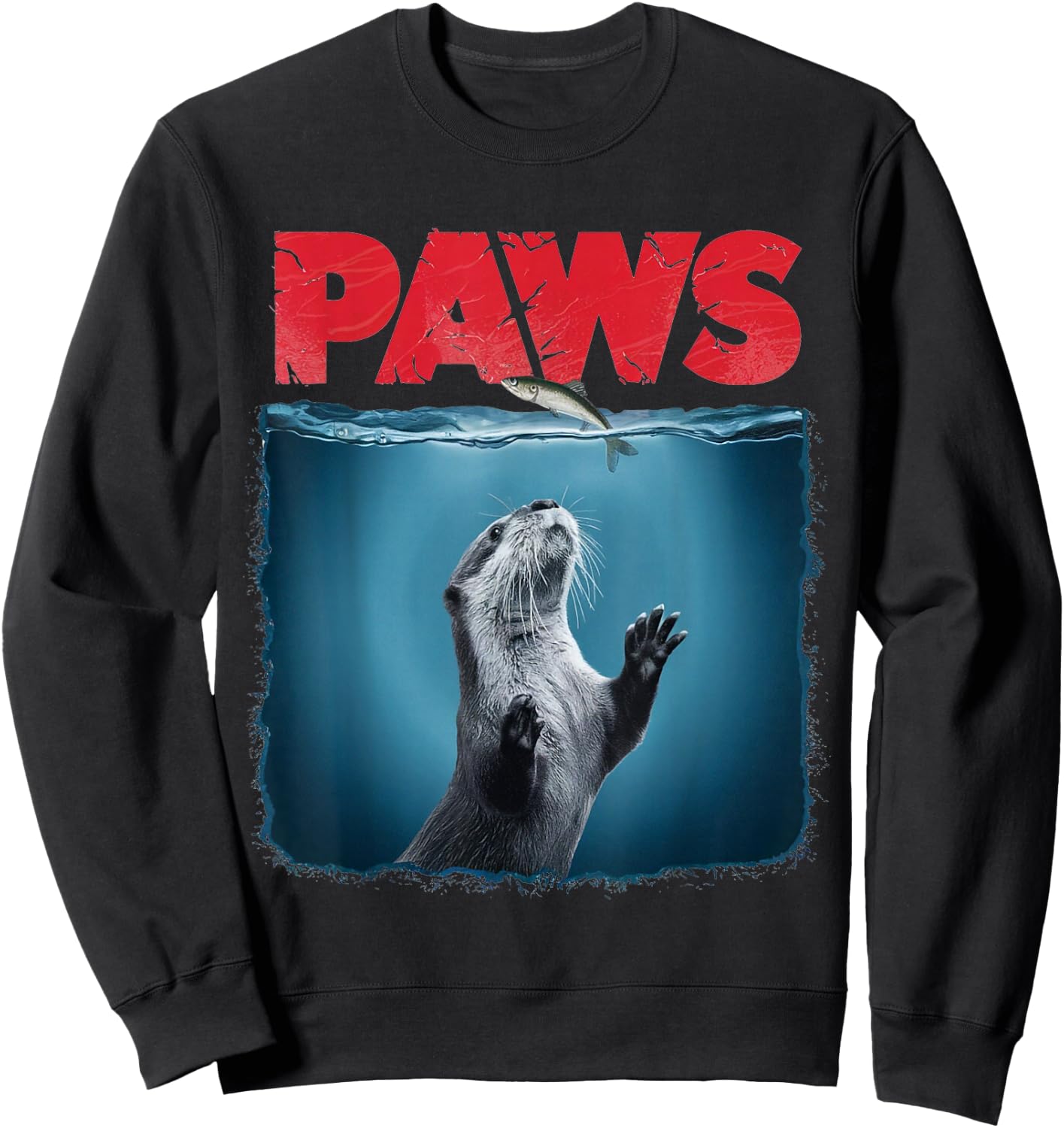 Cute Otter Shirt Paws Otter Ocean Animal Lover Sweatshirt - Sweatshirt | Black