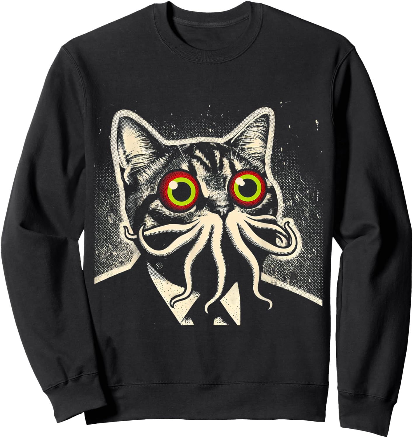 Cthulhu Cat Encounter Cosmic Mythos Feline Sweatshirt - Sweatshirt | Black
