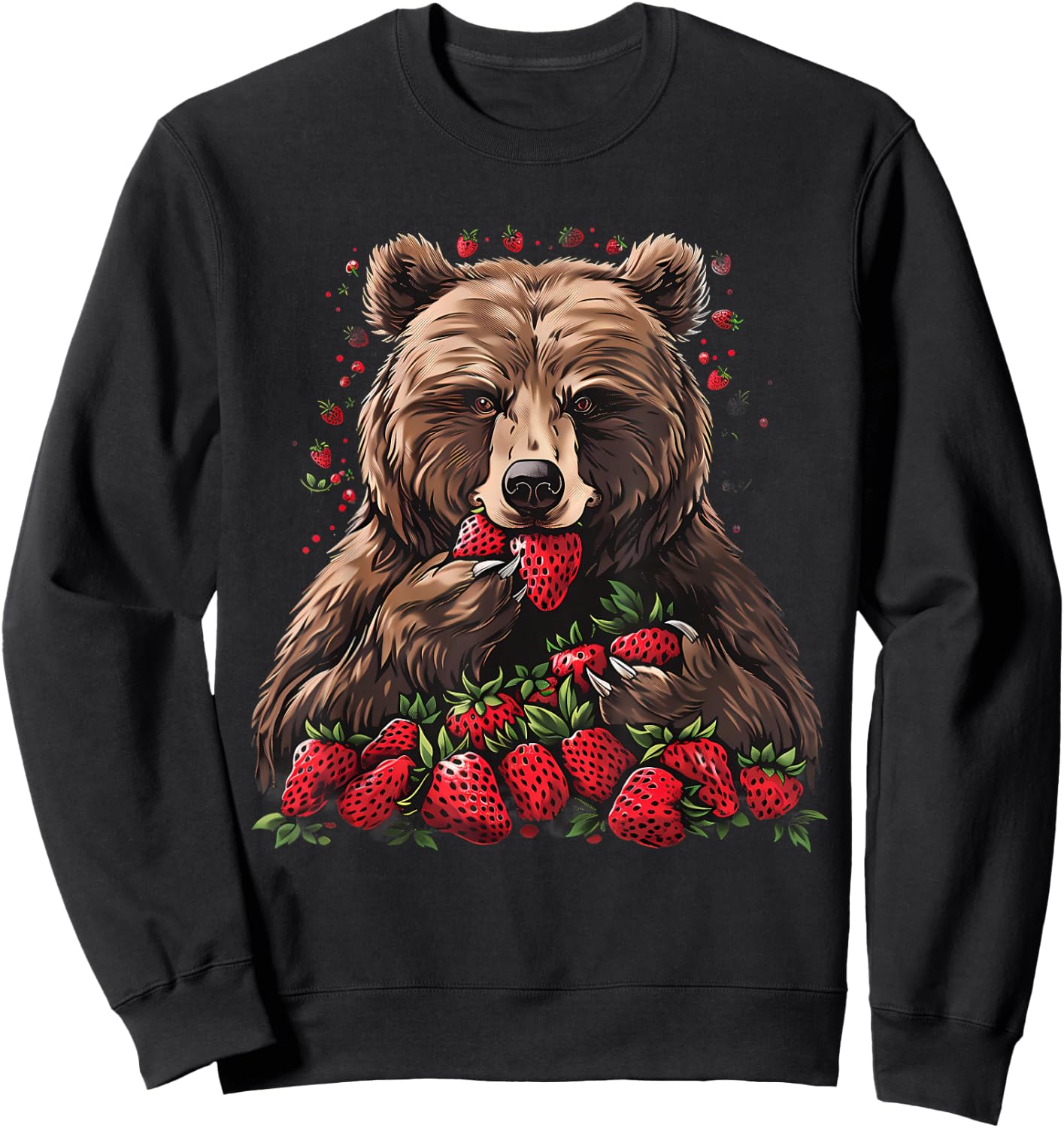 Strawberry Bear Drawing Artwork Wildlife Strawberries Sweatshirt - Sweatshirt | Black