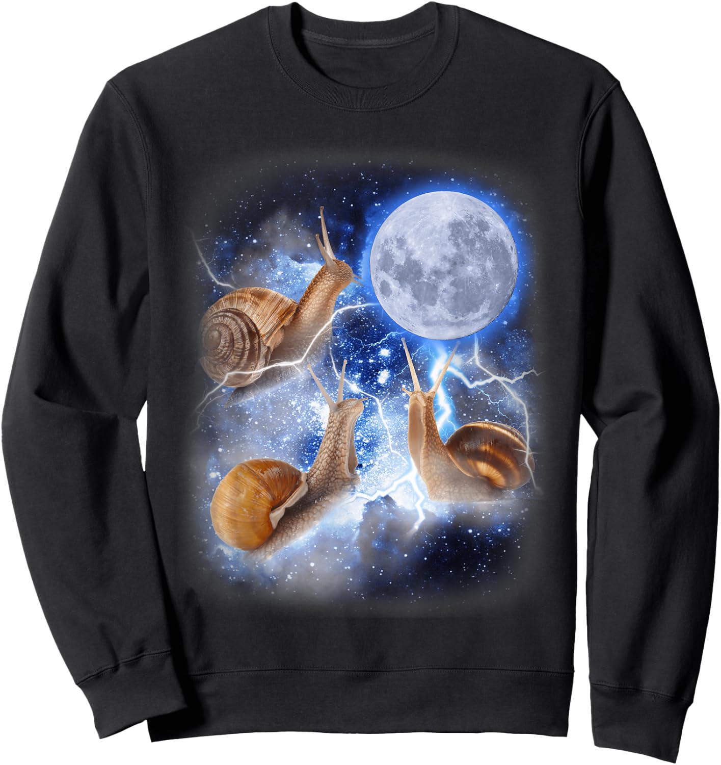 Three Snail Moon - 3 Mollusks Howling Weird Cursed Sweatshirt - Sweatshirt | Black