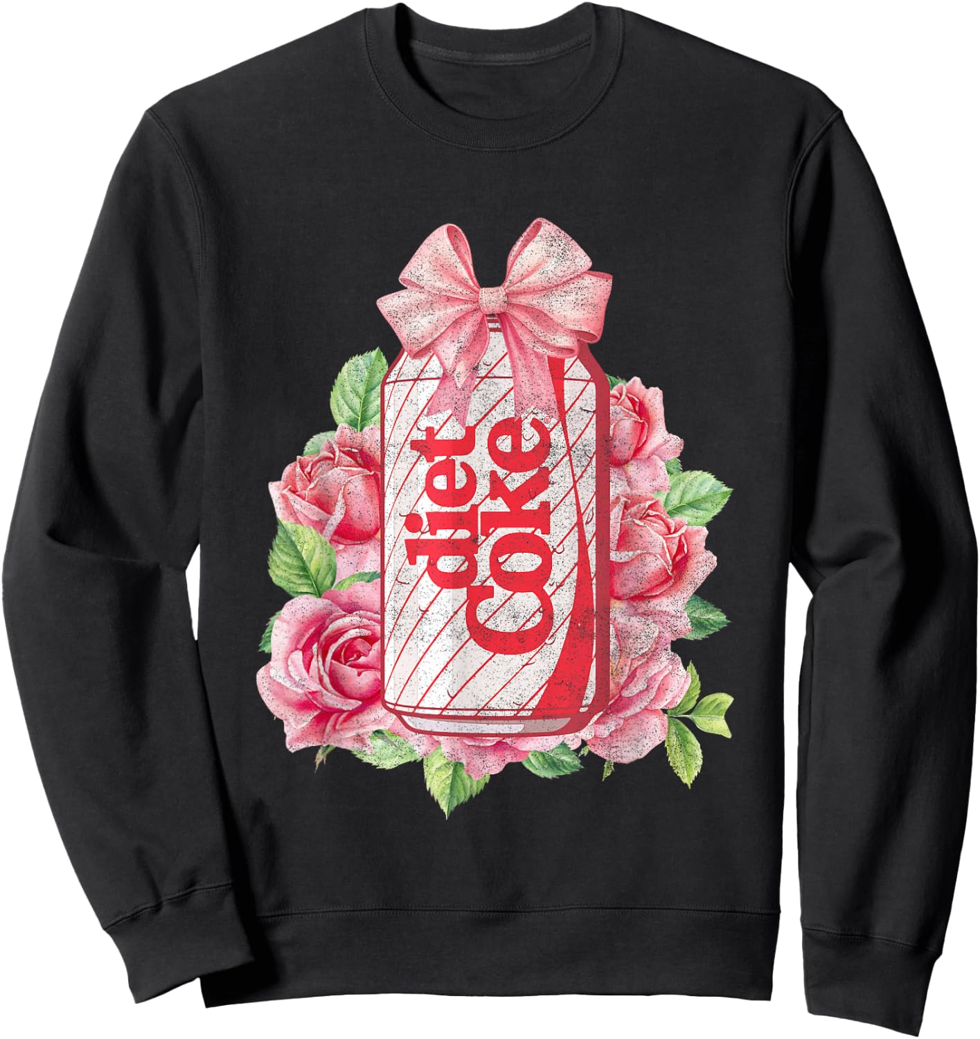 Coca-Cola Diet Coke With Pink Bow Floral Logo Vintage Sweatshirt - Sweatshirt | Black