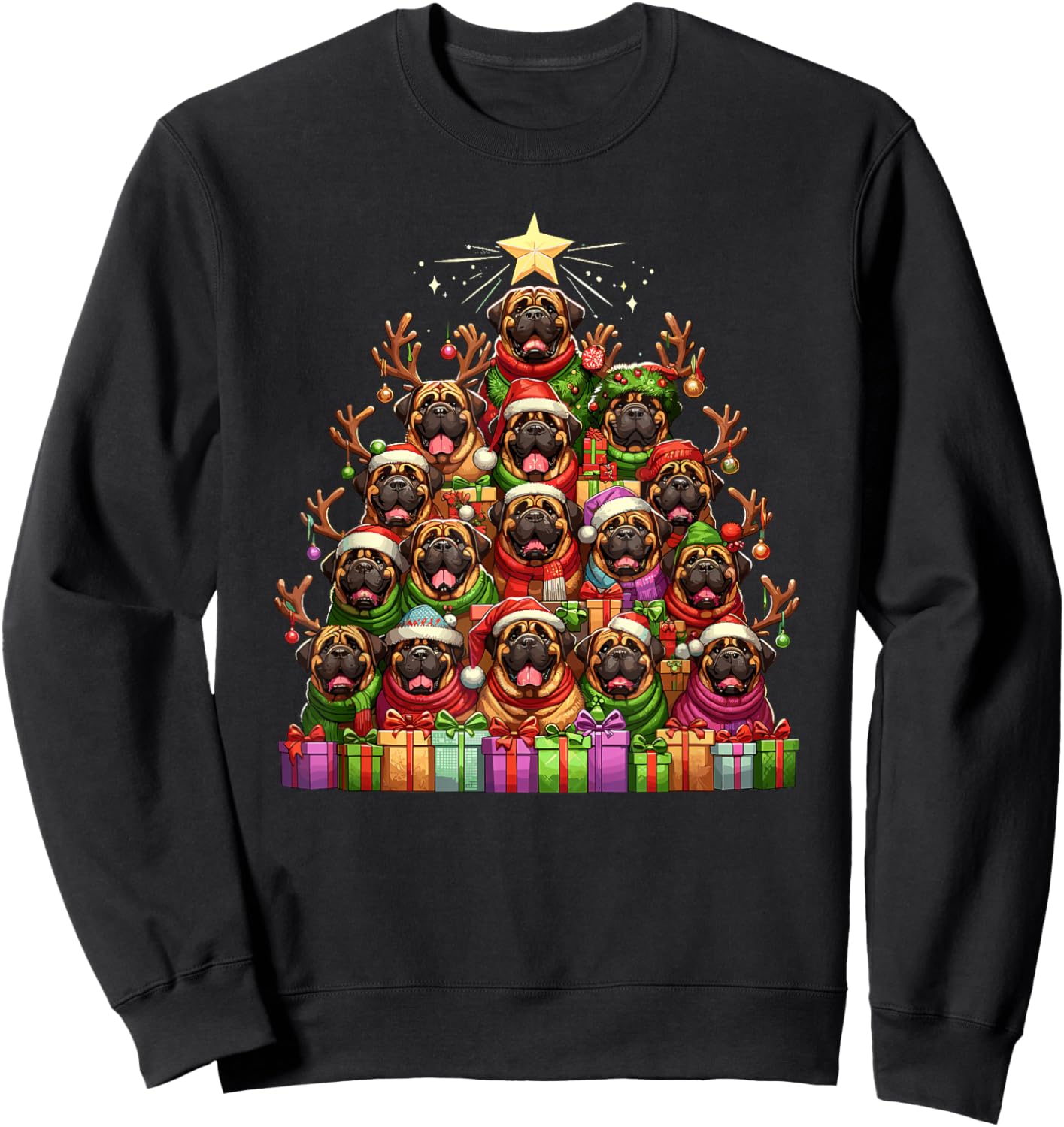 Christmas Tree English Mastiff Sweatshirt - Sweatshirt | Black