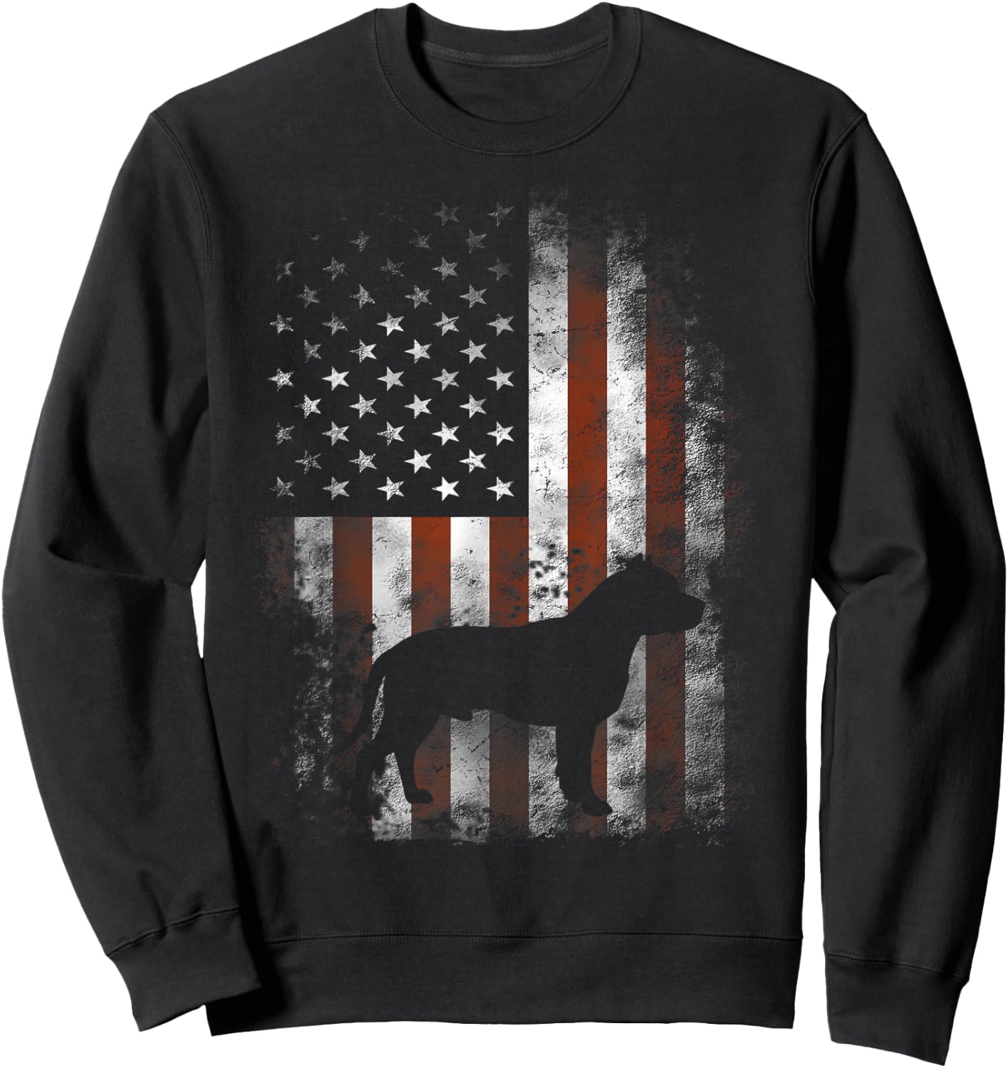 American Pitbull Terrier American Flag Patriotic Sweatshirt - Sweatshirt | Black