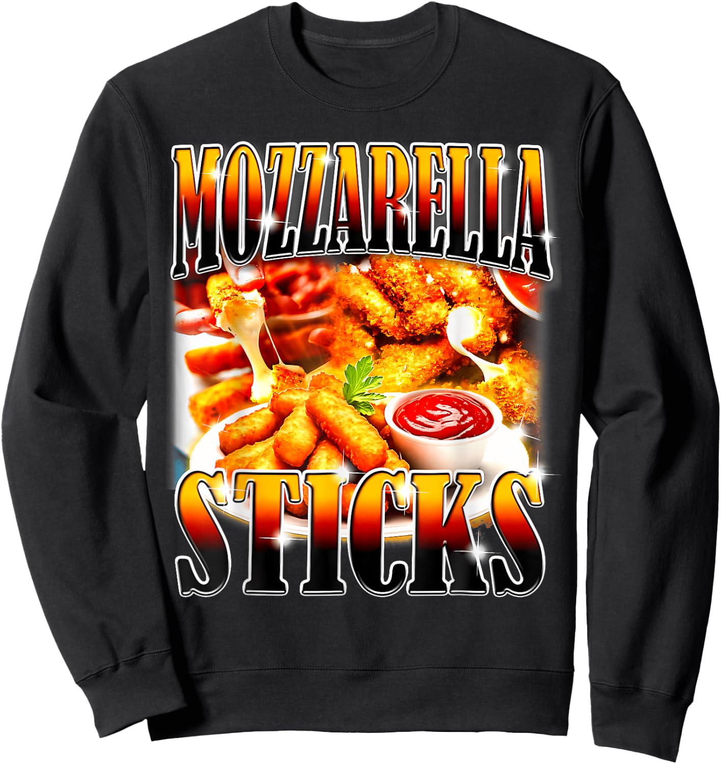 Bootleg Rap Funny Chicken Tenders Vintage 90s Heavy Metal Sweatshirt - Sweatshirt | Black