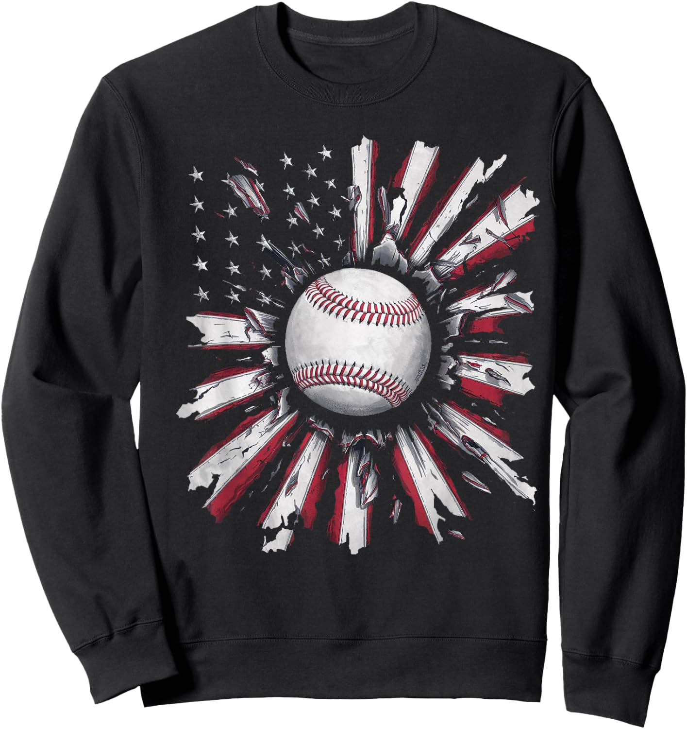 American Flag Baseball Player Bat Fan Catcher Pitcher USA Sweatshirt - Sweatshirt | Black