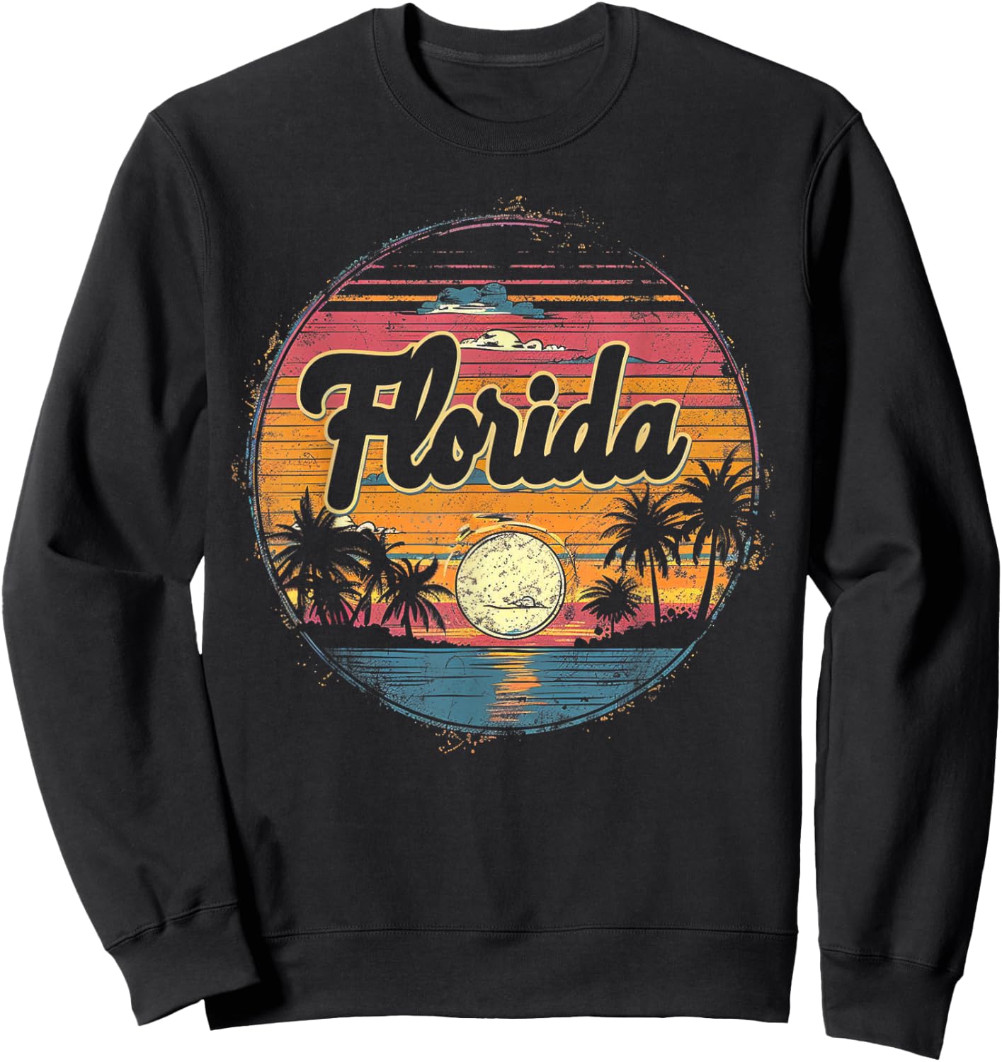 Florida - Cool Funny Vintage Men Women Retro Beach Palm Tree Sweatshirt - Sweatshirt | Black