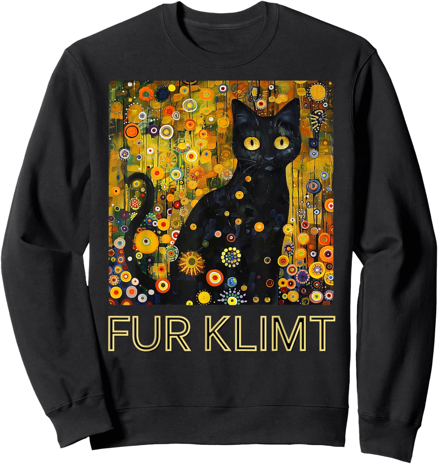 Black Cat in Klimt Painting, Cat Lover, Artist Art Student Sweatshirt - Sweatshirt | Black