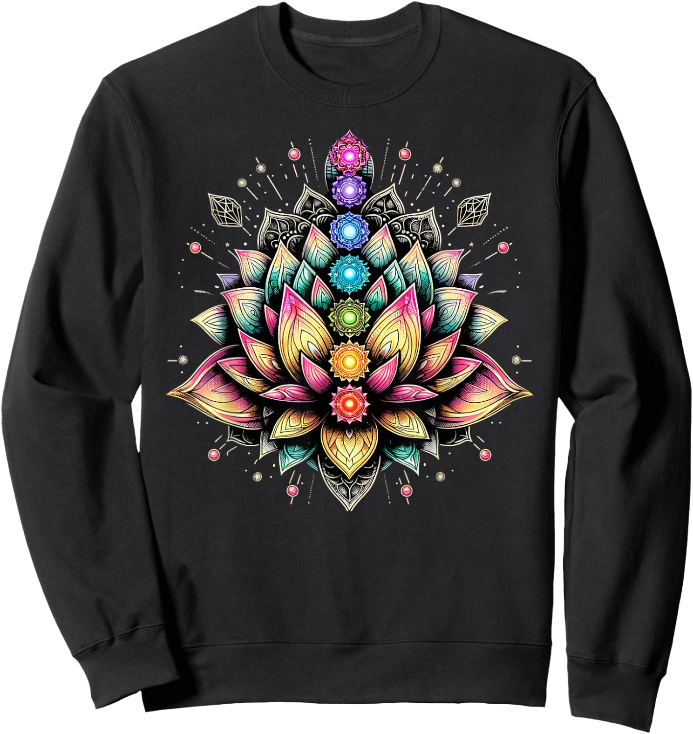 Chakra Lotus Flower Spiritual Yoga Lover Sweatshirt - Sweatshirt | Black
