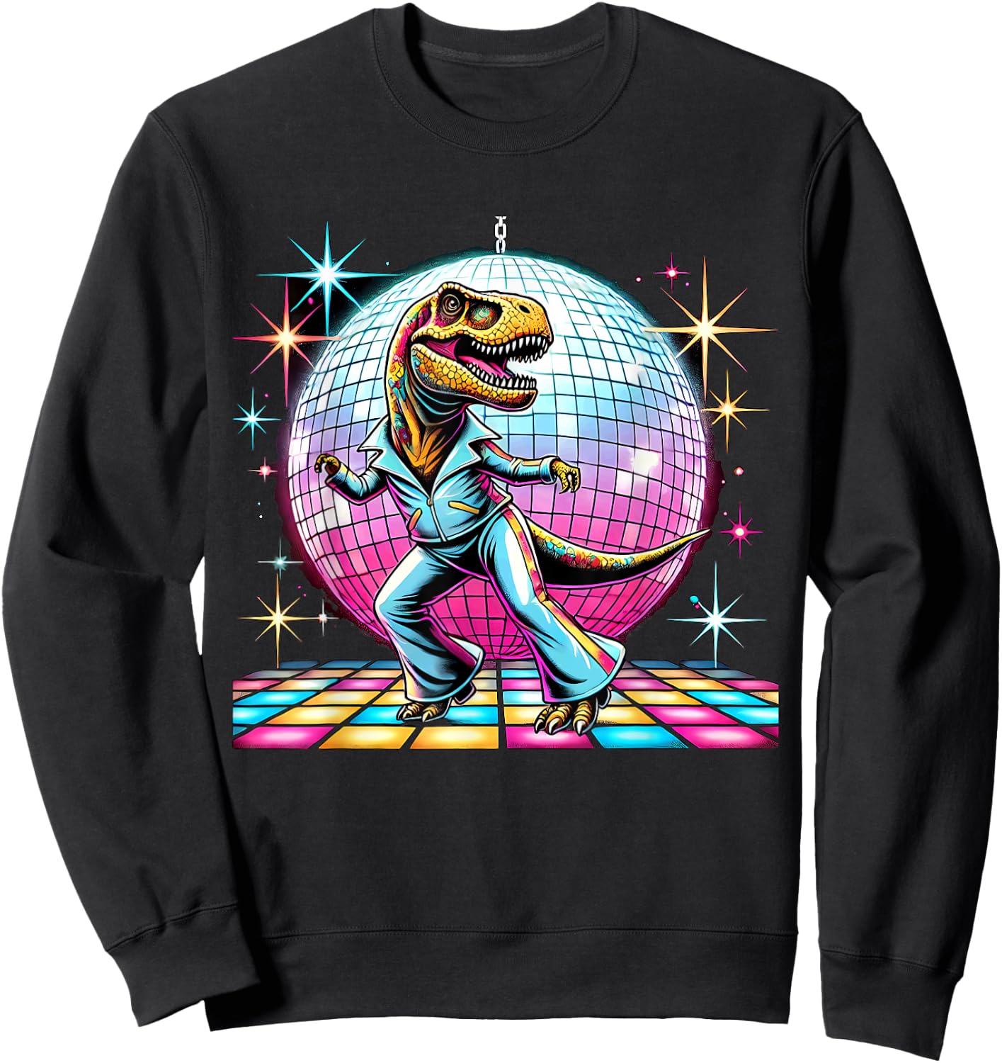 Aesthetic T-Rex Disco Sweatshirt - Sweatshirt | Black