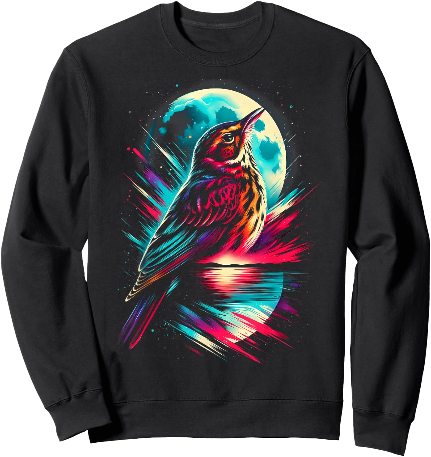 Colorful Lark Bird Spirit Animal Cool Illustration Sweatshirt - Sweatshirt | Black