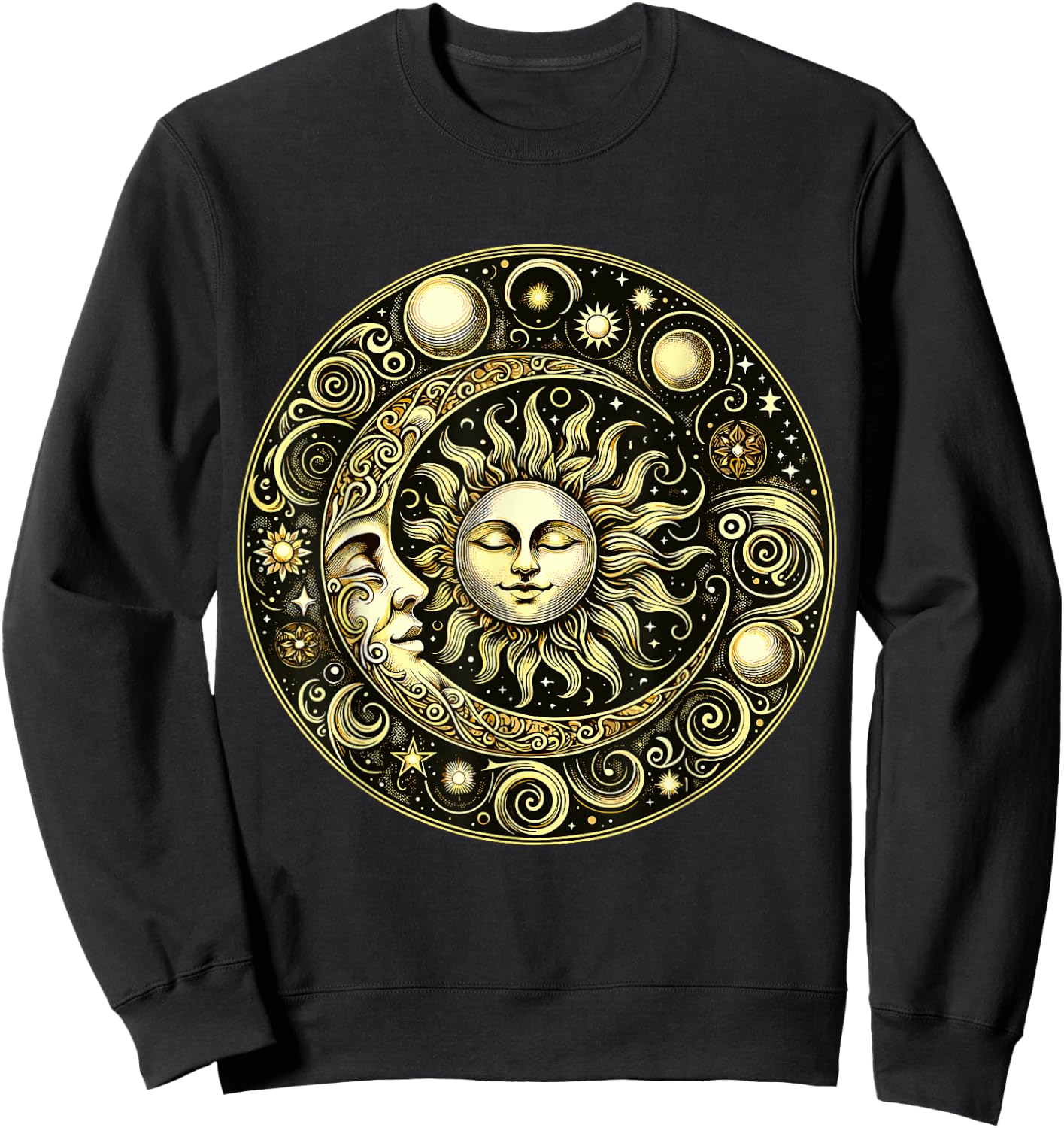 Celestial Moon and Sun Sweatshirt - Sweatshirt | Black