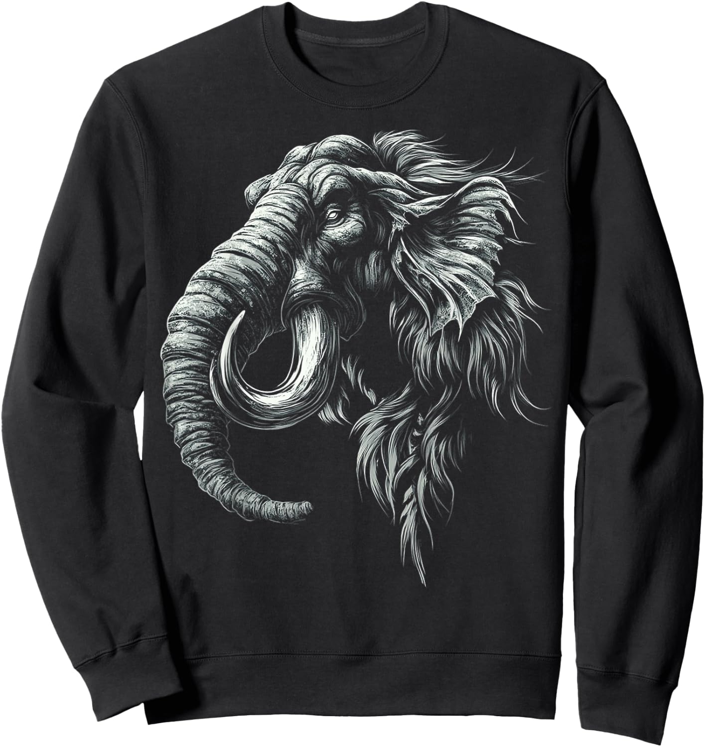 Mammoth Mythical Motif Fantasy Art Mammoth Sweatshirt - Sweatshirt | Black