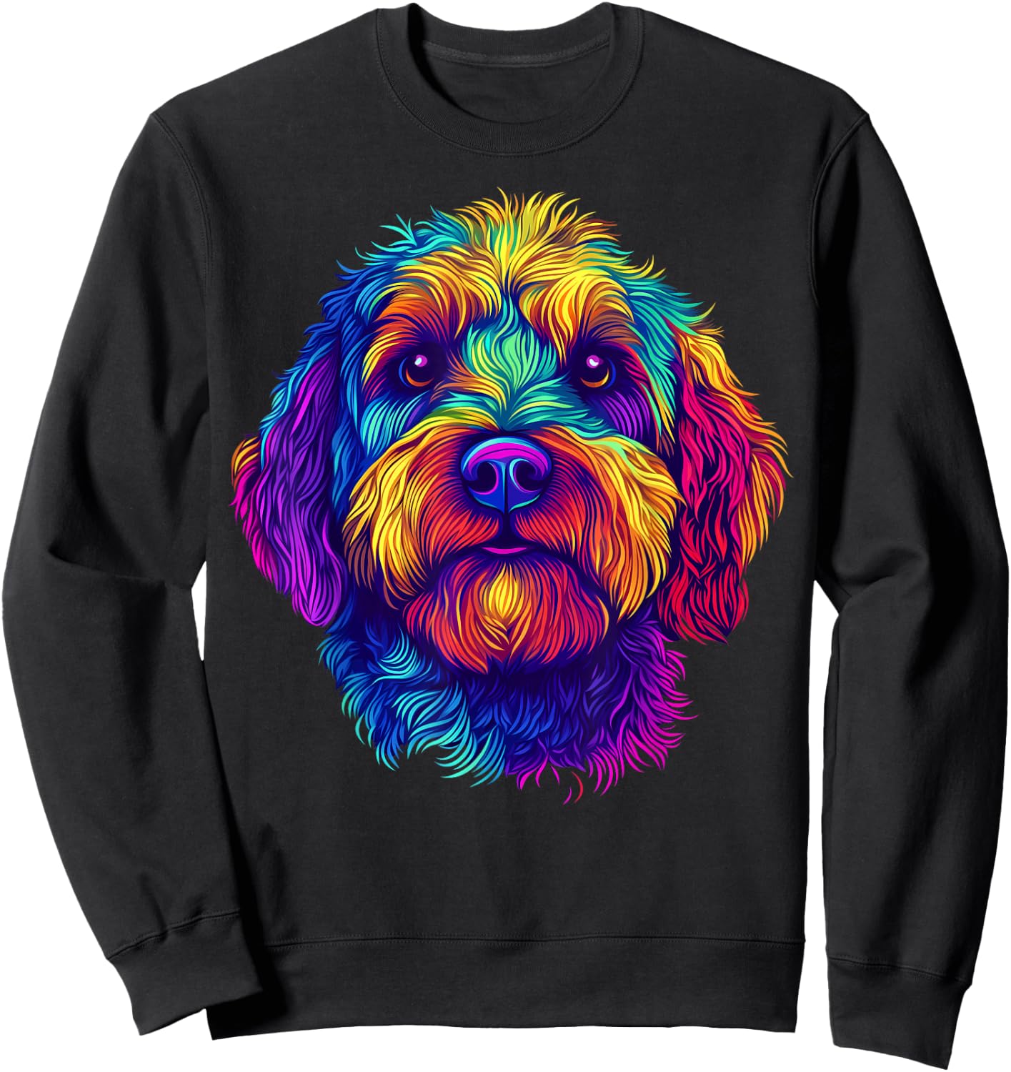 Colorful Aussiedoodle Dog Lover Cute Puppy Men Women Black Sweatshirt - Sweatshirt | Black