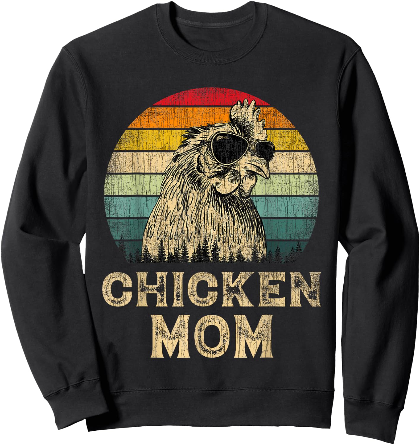 Vintage Chicken Mom Chicken Lovers Mommy Mother's Day Sweatshirt - Sweatshirt | Black