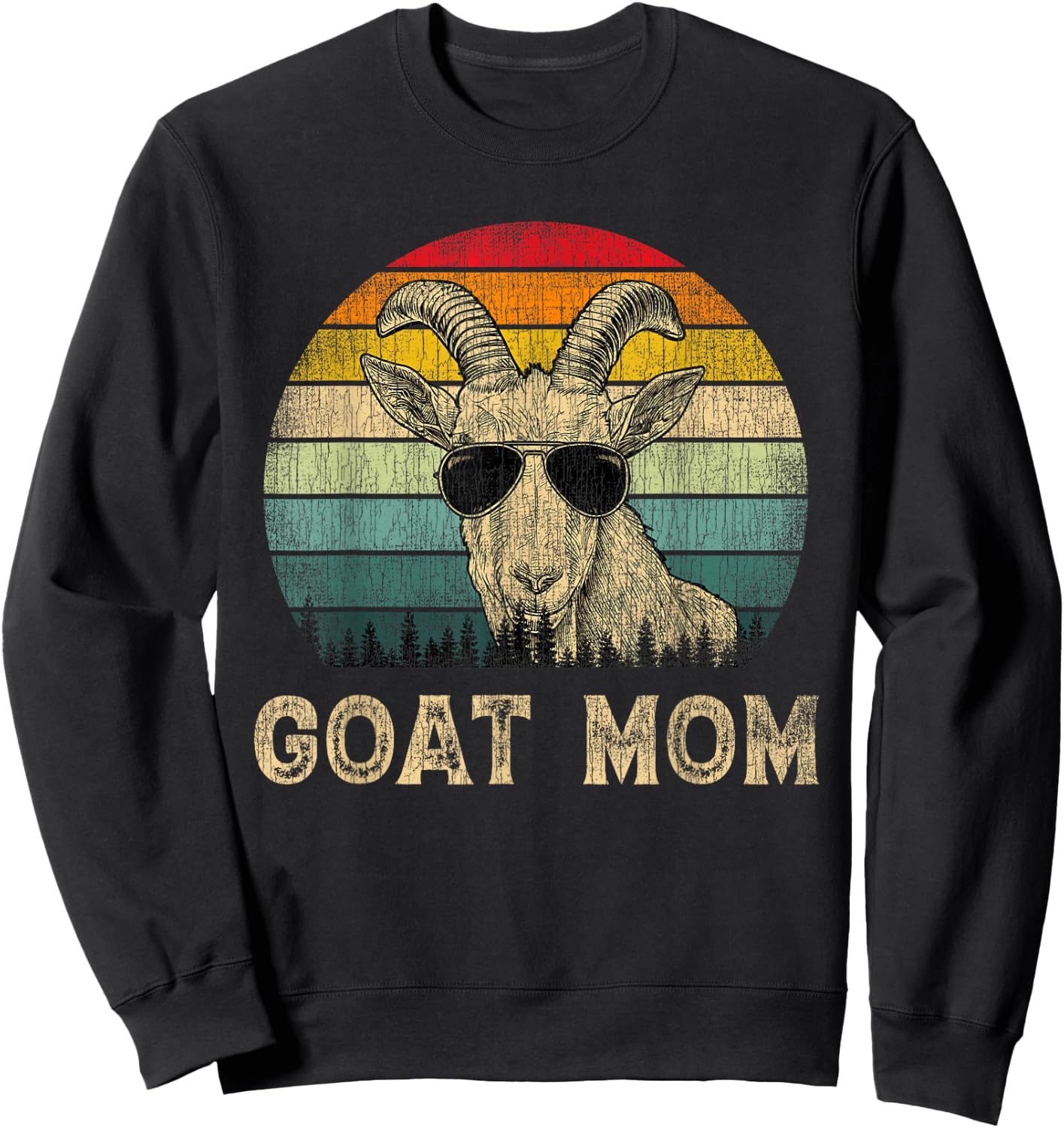 Vintage Goat Mom Goat Lovers Mommy Mother's Day Sweatshirt - Sweatshirt | Black