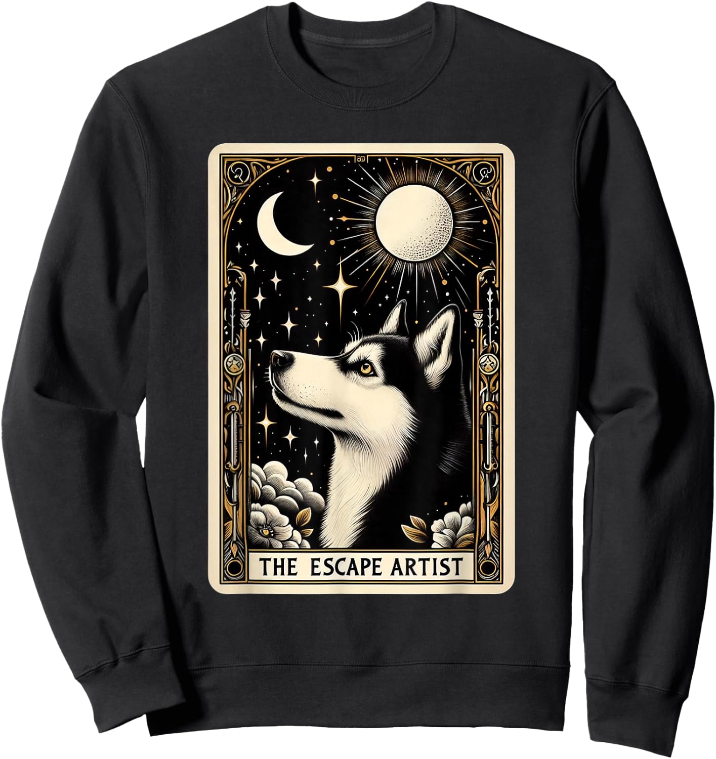 Funny Siberian Husky Tarot Card Husky Lover Men Women Sweatshirt - Sweatshirt | Black