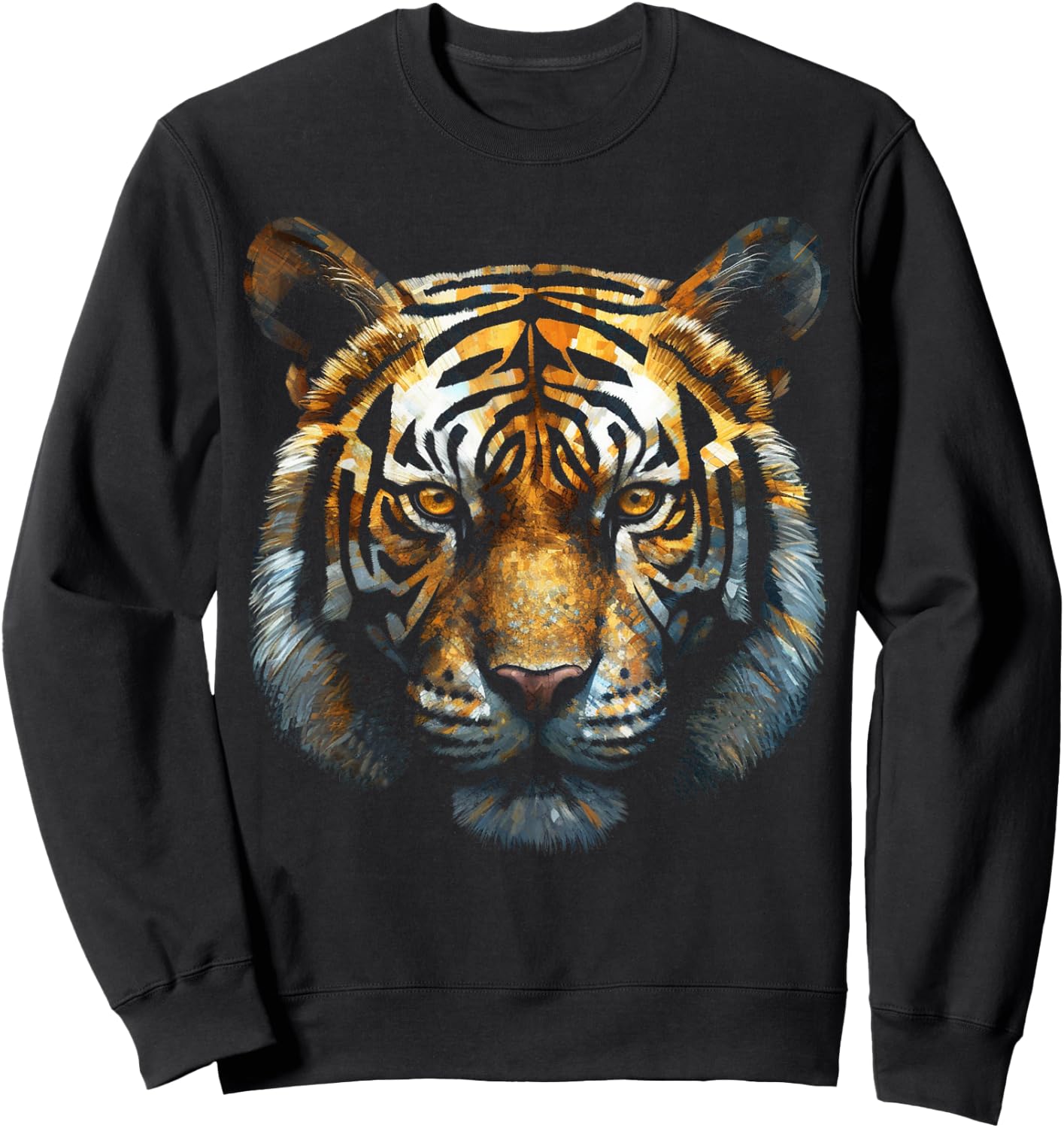 Tiger Animal Art Motif Tiger Sweatshirt - Sweatshirt | Black