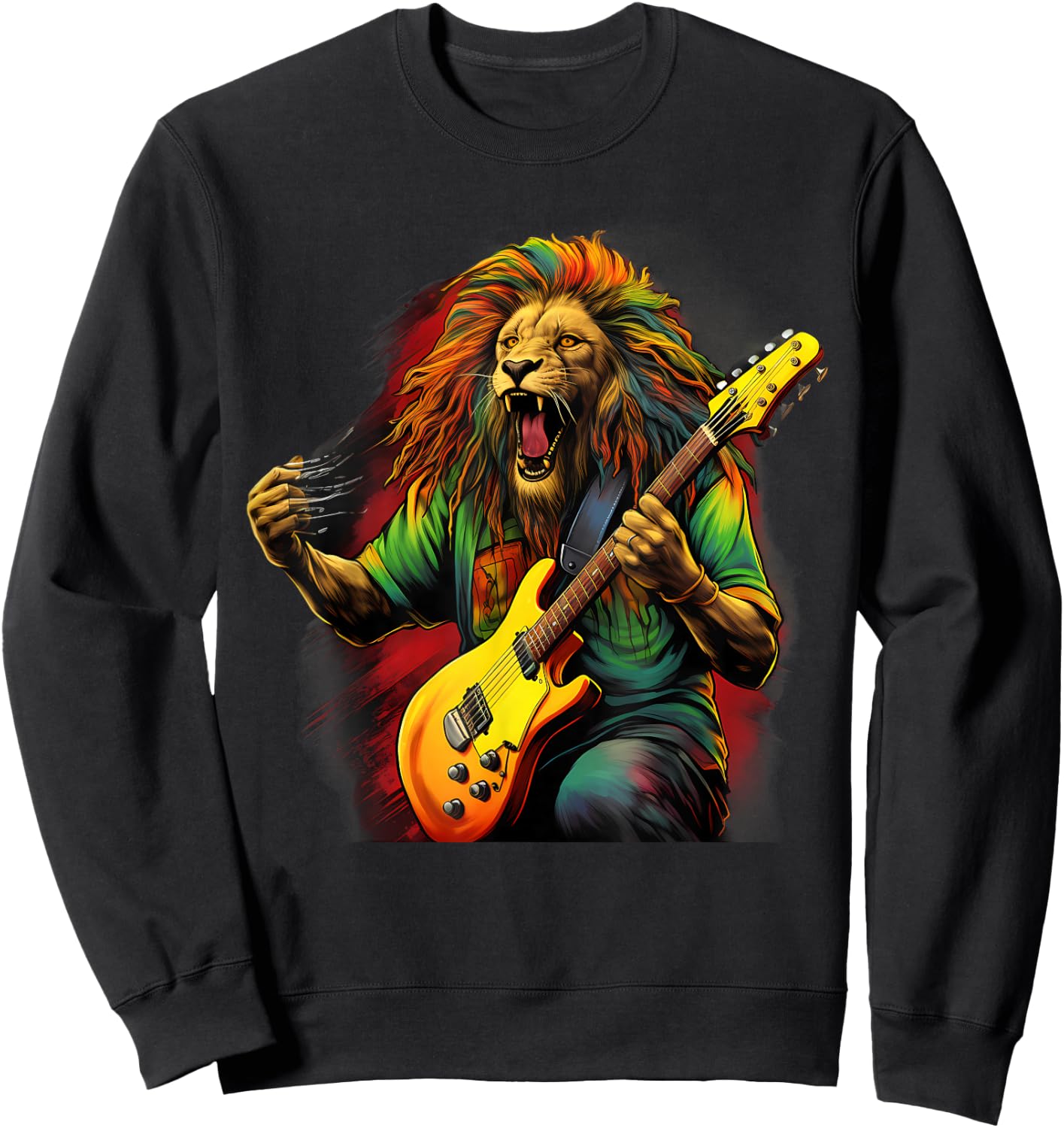 Rasta Reggae Lion Jamaican Roots Lion of Judah Reggae Music Sweatshirt - Sweatshirt | Black