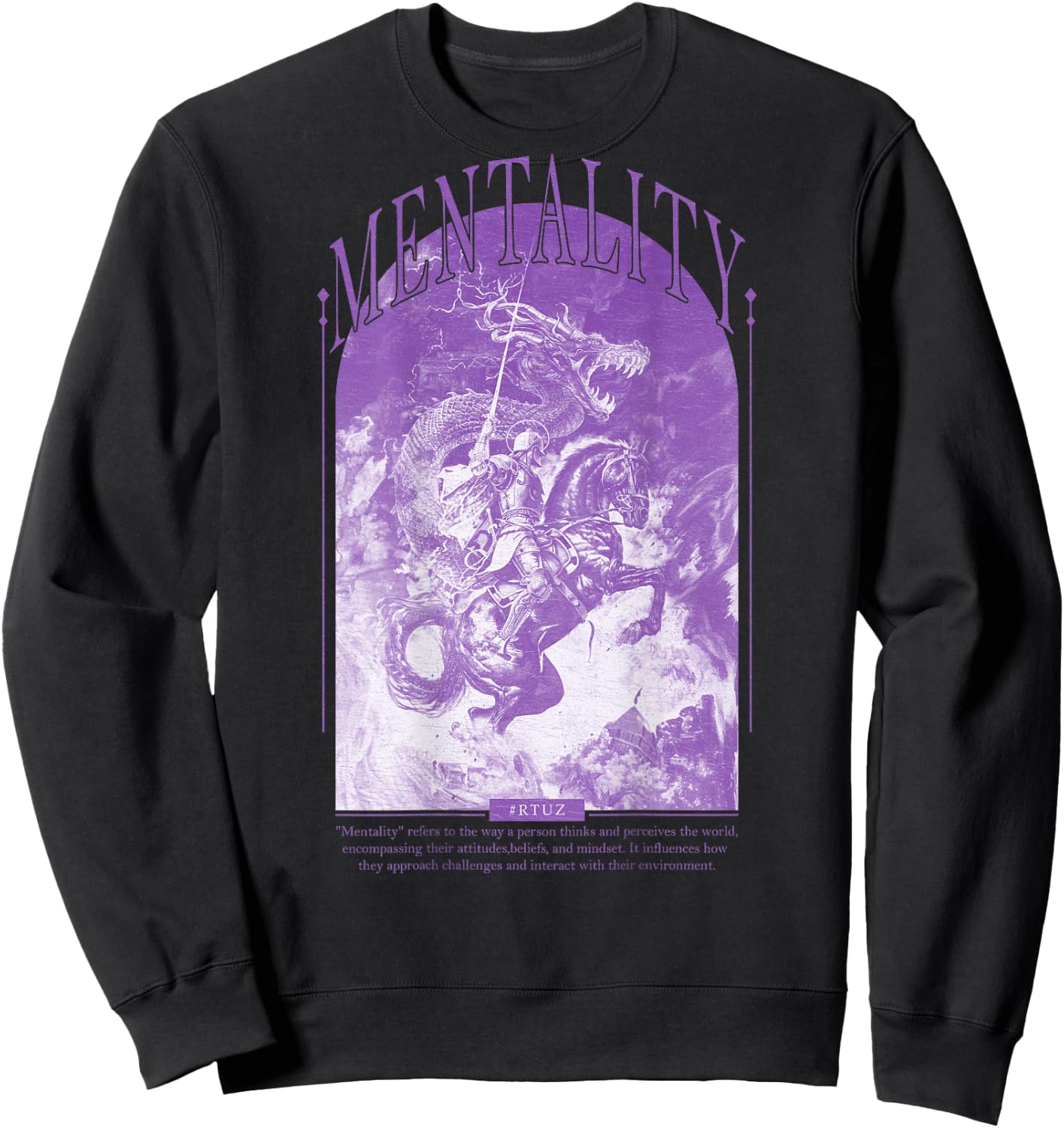 Hip Hop Vintage Hipster Edgy Urban Y2K Back Print Streetwear Sweatshirt - Sweatshirt | Black