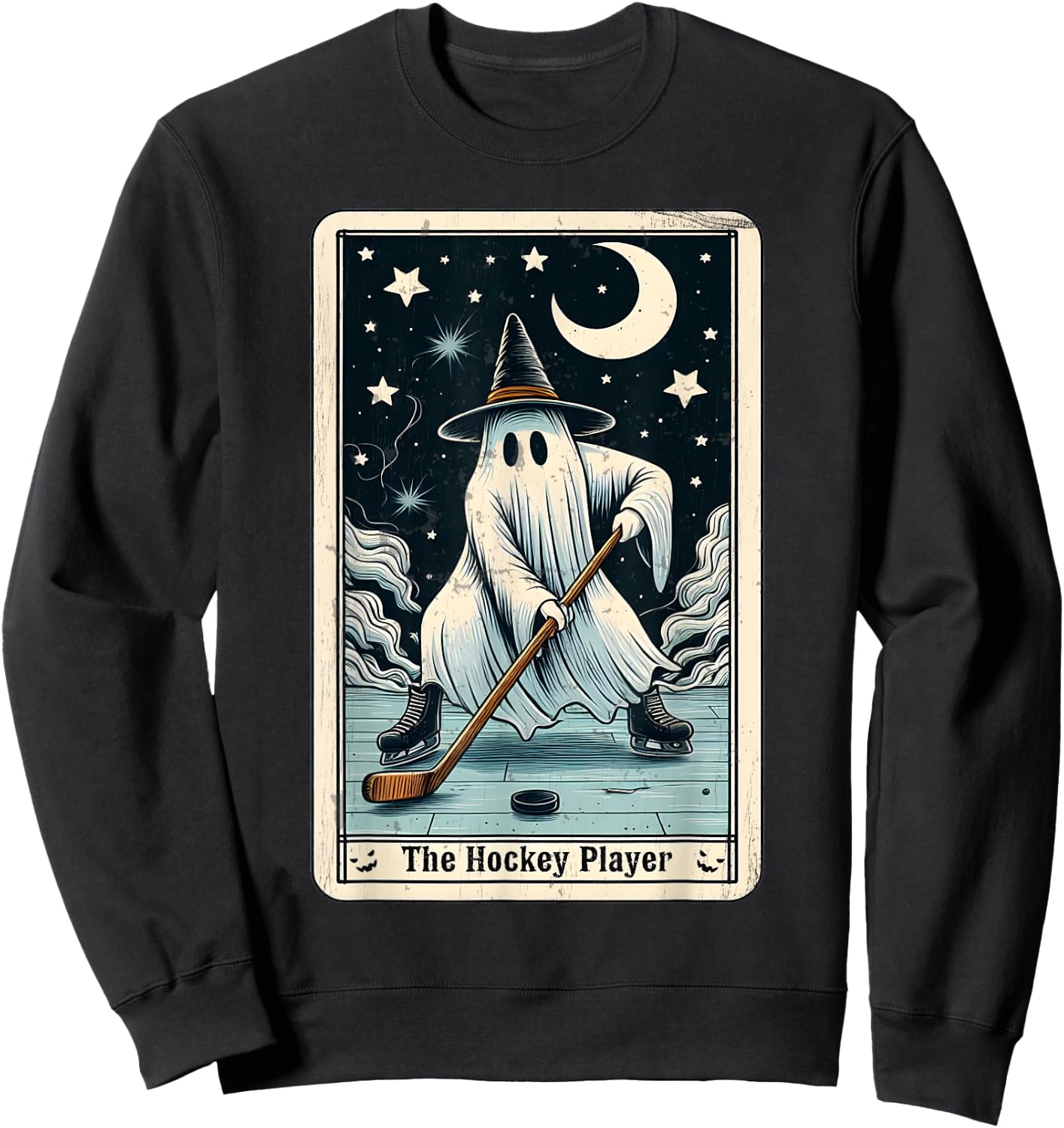 Hockey Ghost Tarot Card Halloween Ice Hockey Costume Sweatshirt - Sweatshirt | Black