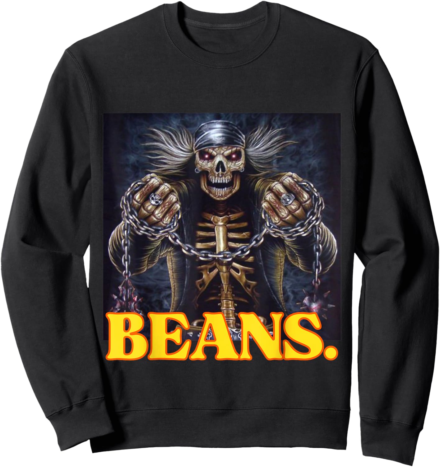 Beans Enjoyer Funny Cringe Hard Skeleton Meme Sweatshirt - Sweatshirt | Black