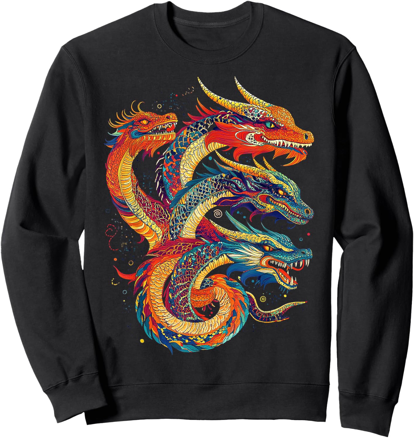 Hydra Dragon Graphic Mythical Art Hydra Dragon Sweatshirt - Sweatshirt | Black