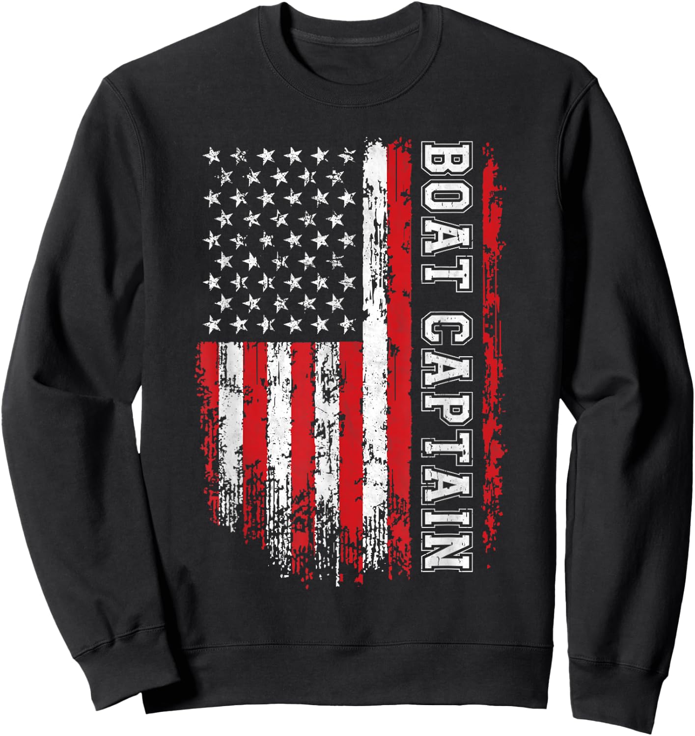 Boat Captain American Flag Boating Sweatshirt - Sweatshirt | Black