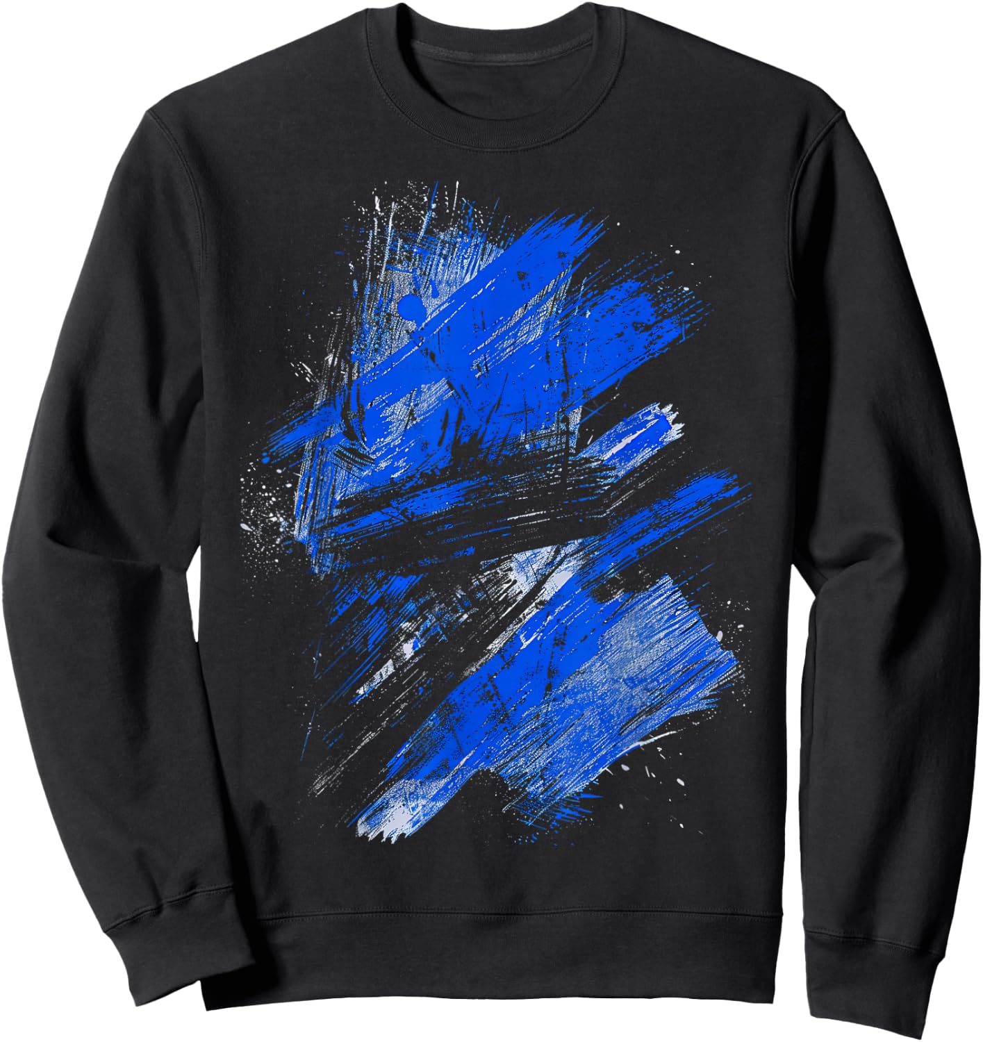 Blue And Black Artistic Splash Graphic Sweatshirt - Sweatshirt | Black