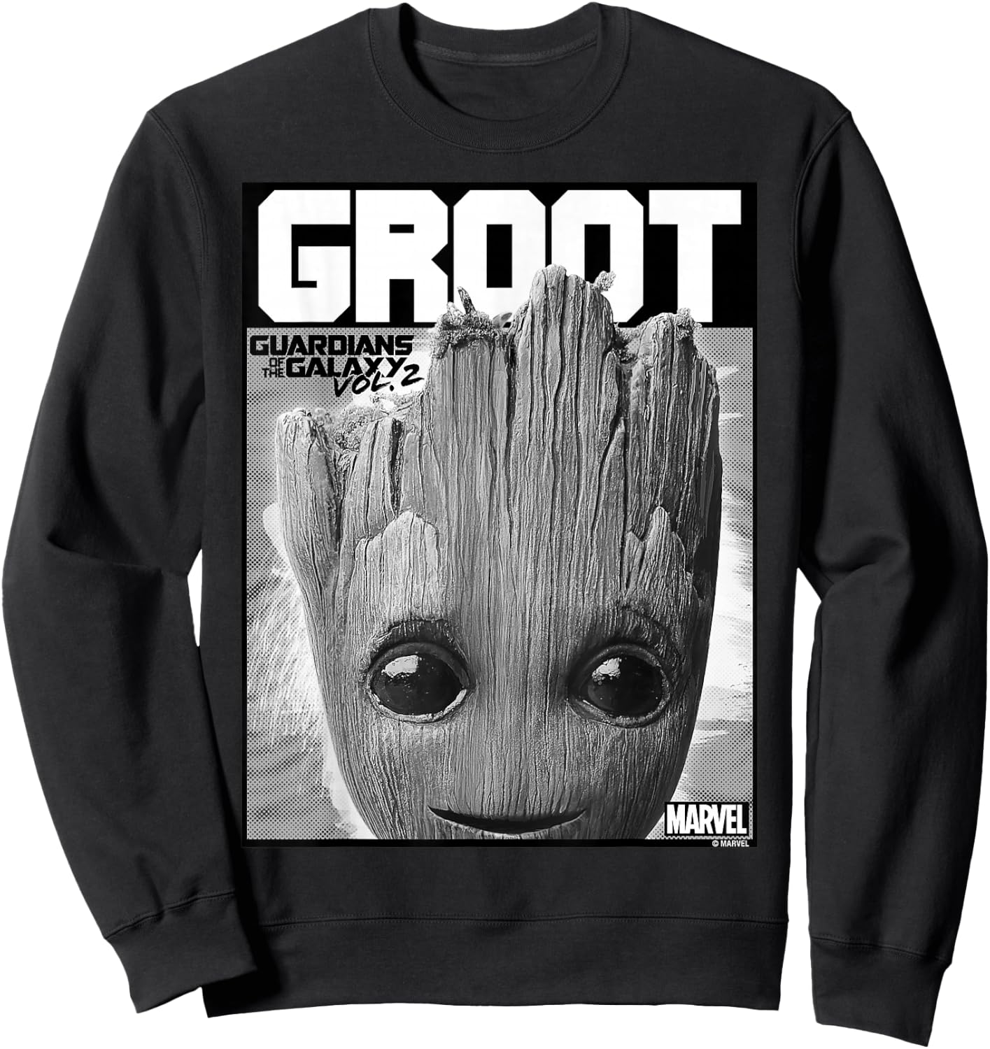 Marvel Guardians of The Galaxy Vol 2 Big Face Groot Poster Sweatshirt - Sweatshirt | Black