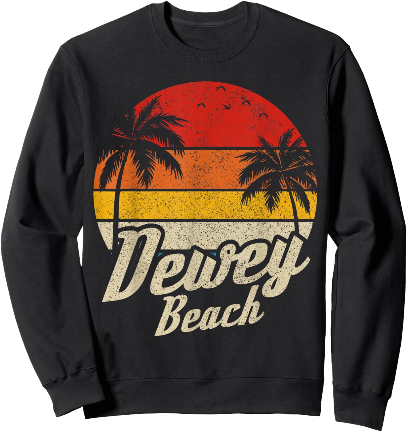 Dewey Beach Delaware Vintage Surfer Surf Retro Vacation Sweatshirt - Sweatshirt | Black