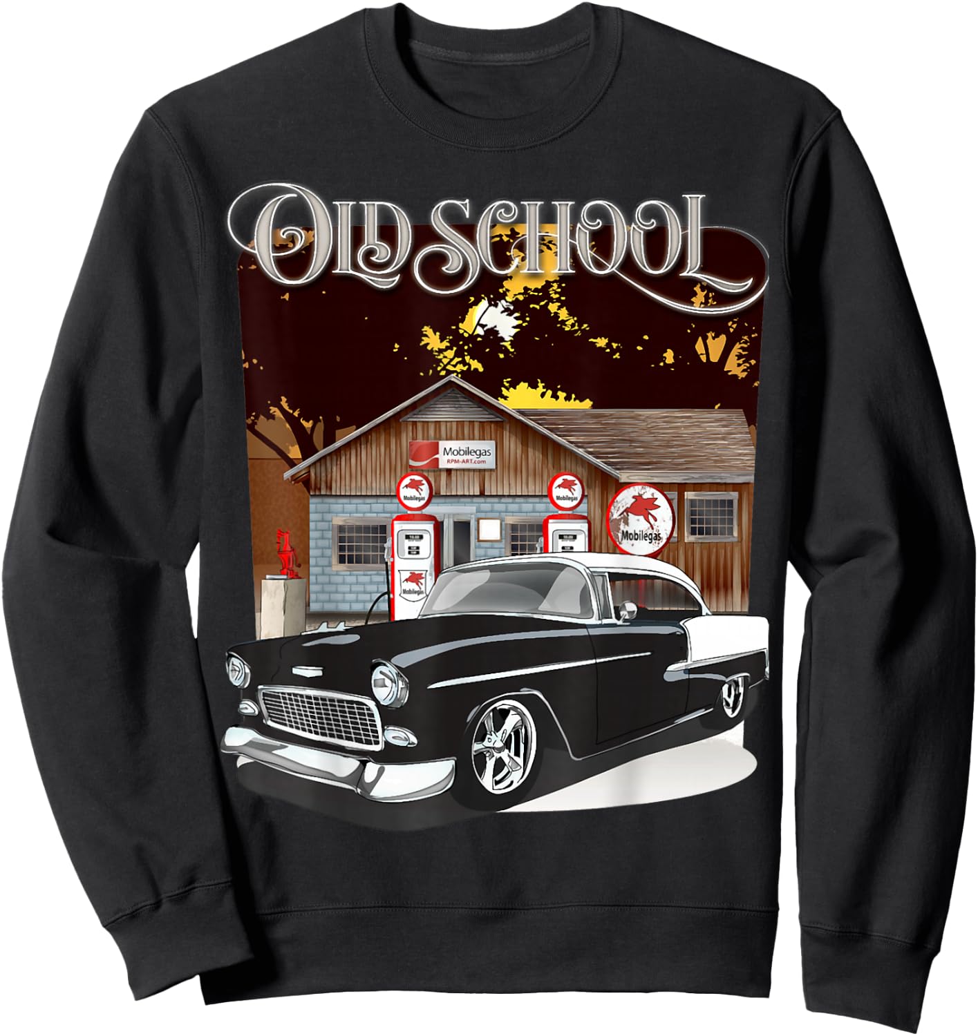 1955 55 chevys bel air Classic Vintage Muscle car Old School Sweatshirt - Sweatshirt | Black